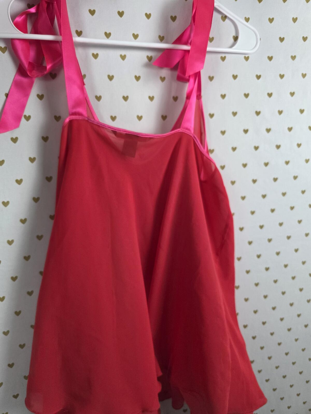Victorias Secret Sexy Bow Tie Up Mesh Sheer Babydoll Nightie Lingerie MEDIUM
