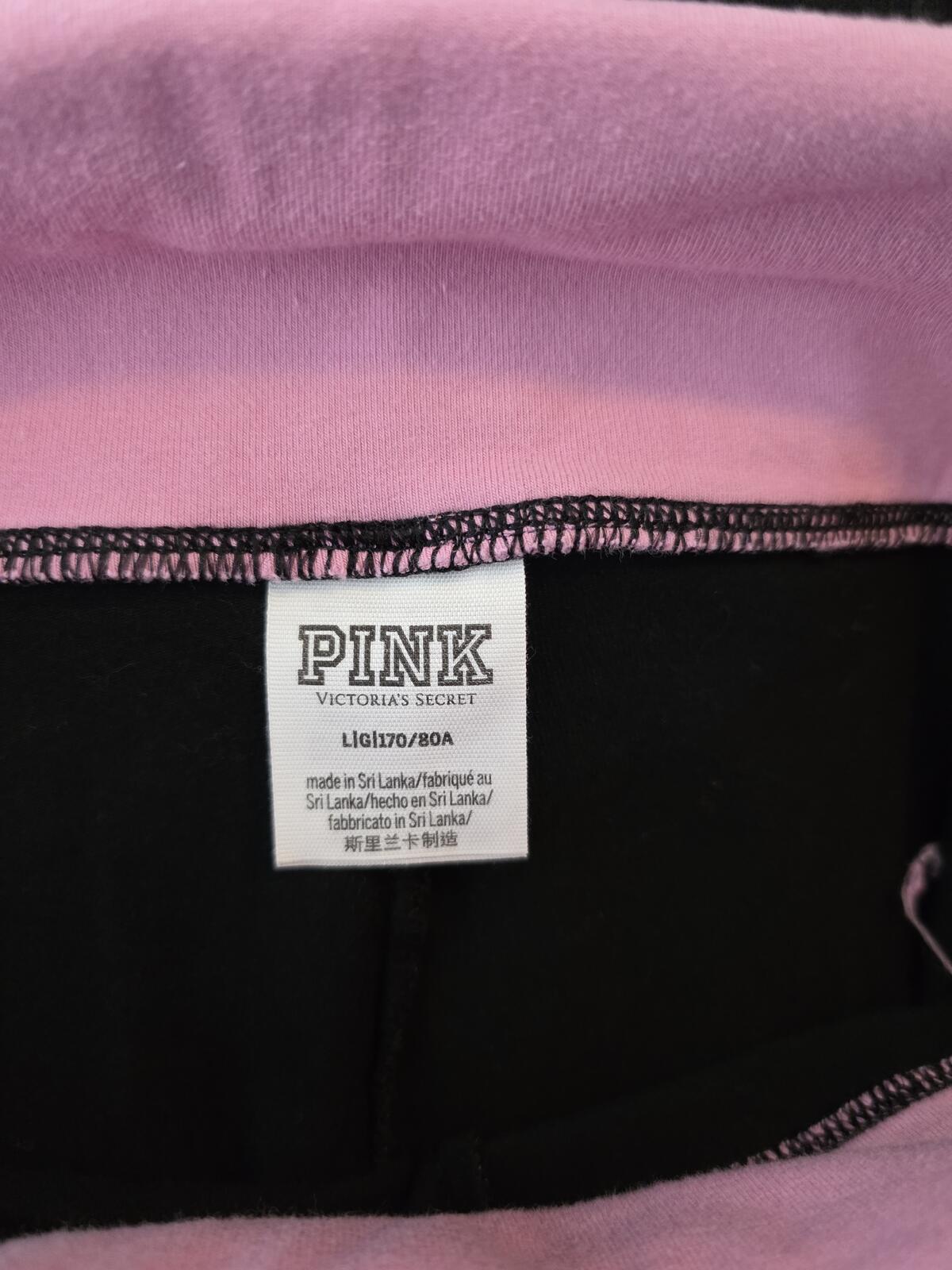 Victorias Secret PINK LOVE Logo FOLDOVER Yoga Pants Leggings LARGE