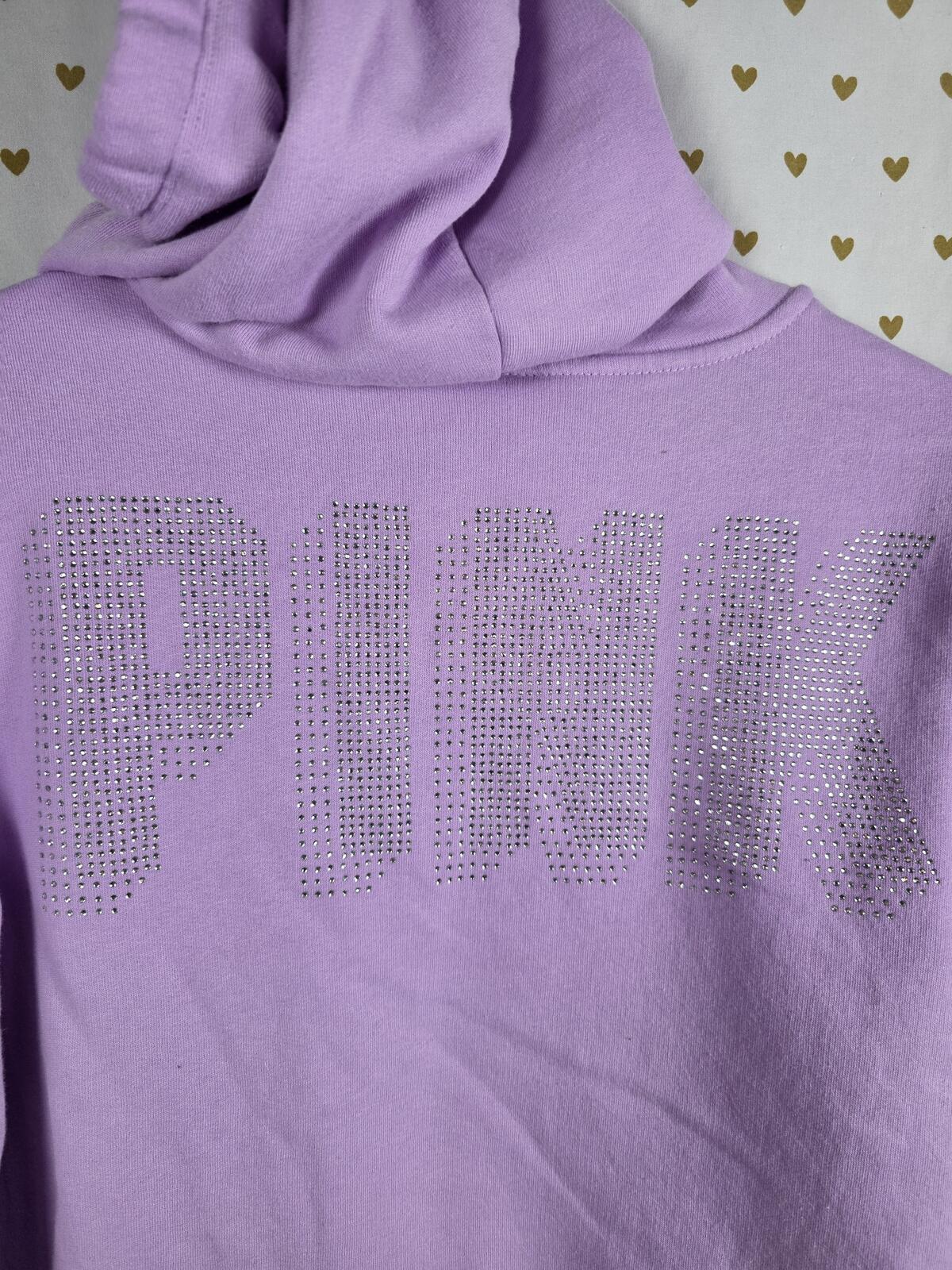 Victorias Secret Pink NEW NWT BLING Purple Studded Logo Hoodie Jacket MEDIUM