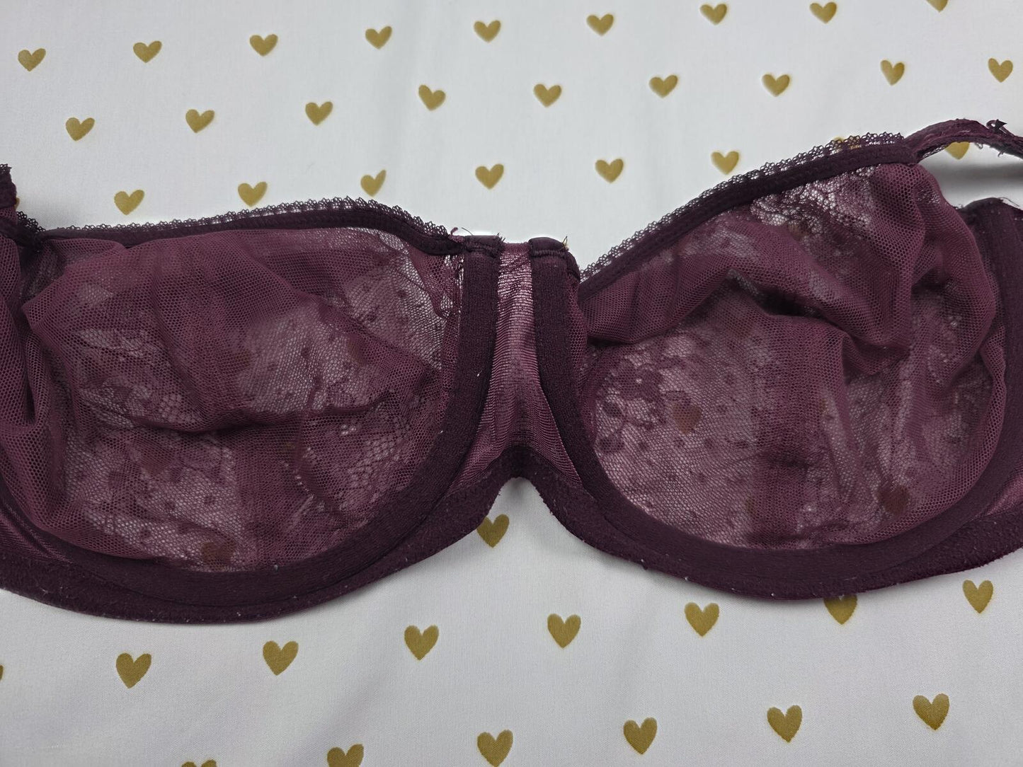 Victorias Secret Maroon Dream Angels Unlined Balconette Demi Bra 36DDD