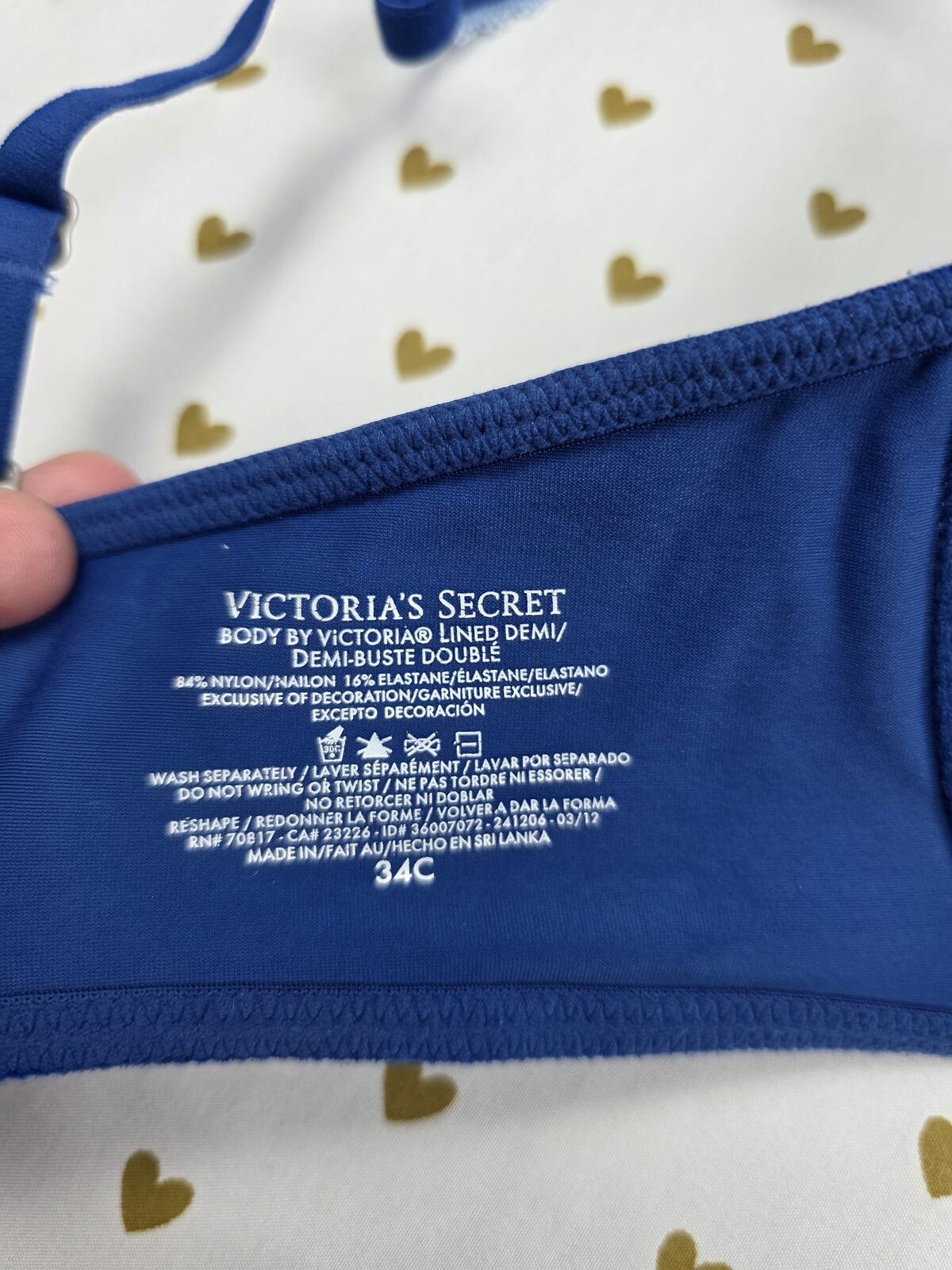 Victoria's Secret Blue Body By Victoria Lined Demi Balconette Bra 34C