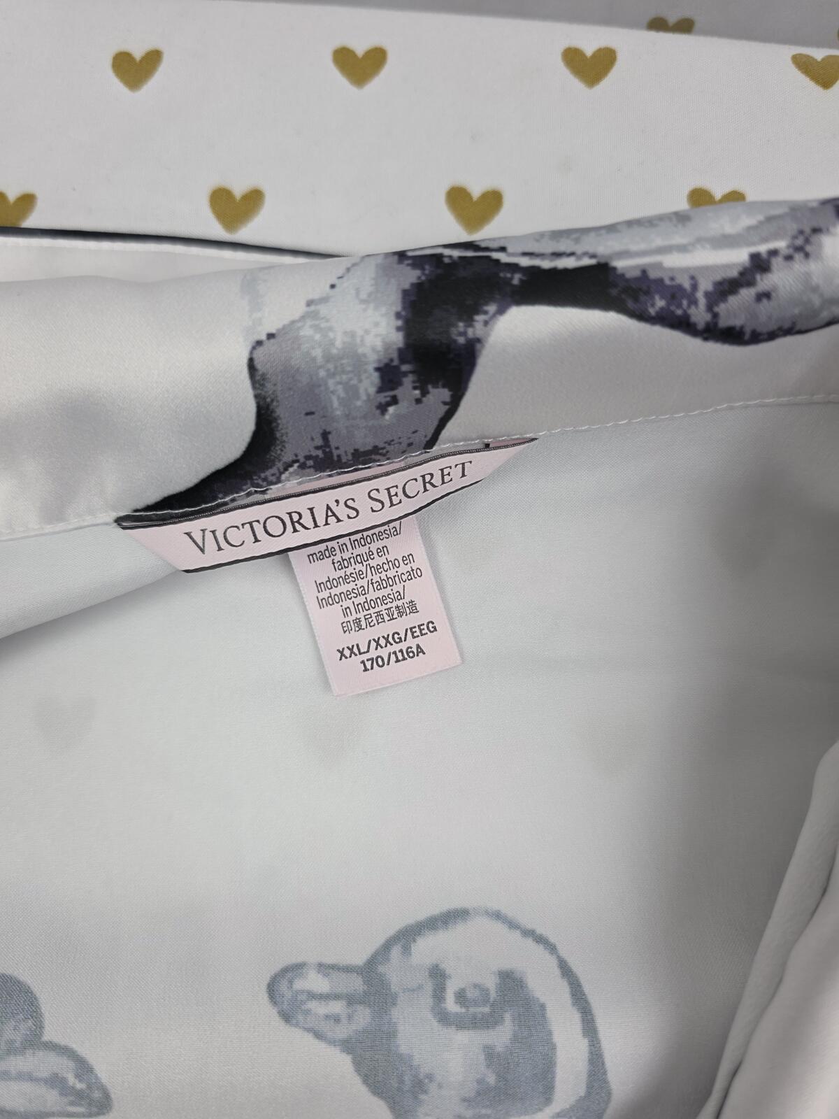 Victorias Secret Satin Silky PENGUINS Button Down Sleep Top Shirt 2XL XXL