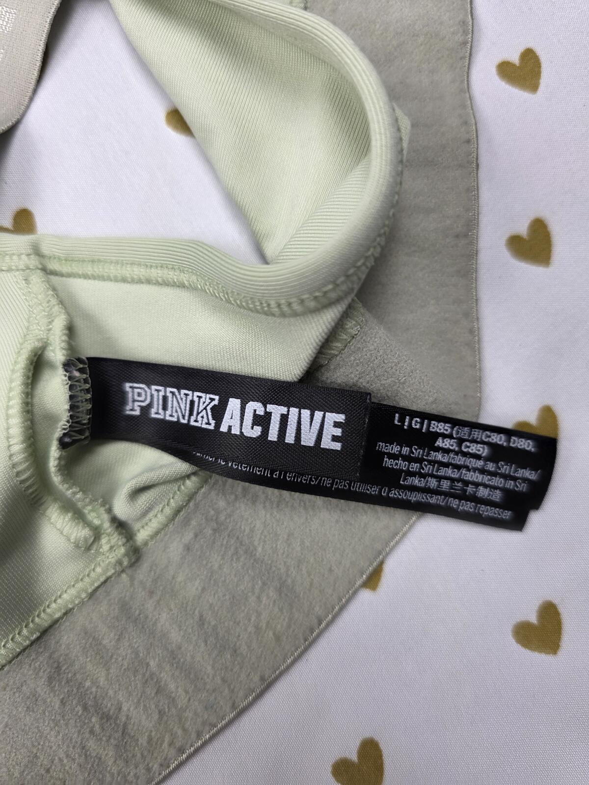 Victorias Secret Pink Green Sports Bra Large active Bralette Bra Top Tank