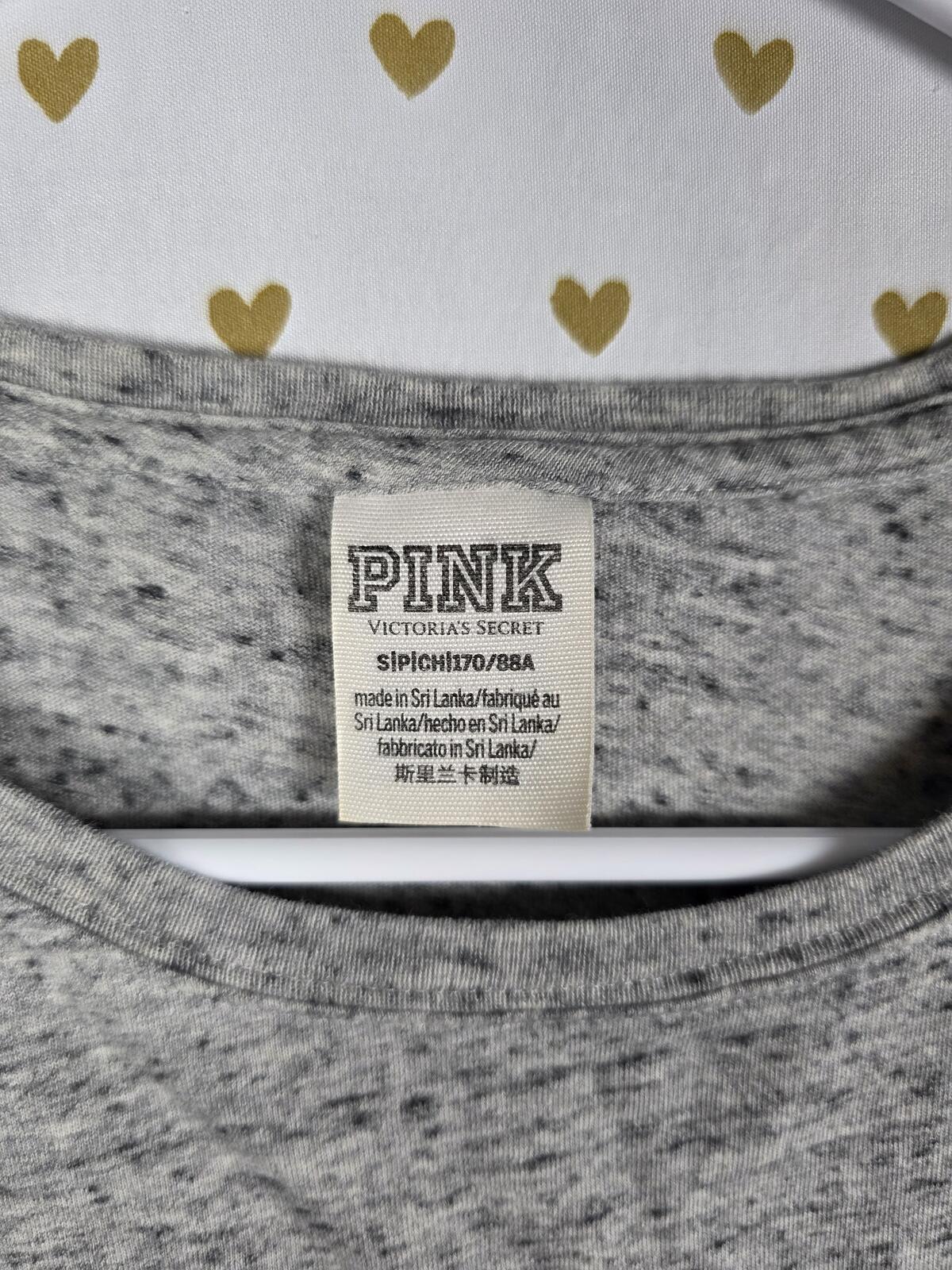 Victorias Secret PINK BLING MERMAID SEQUIN Tee Shirt Grey SMALL