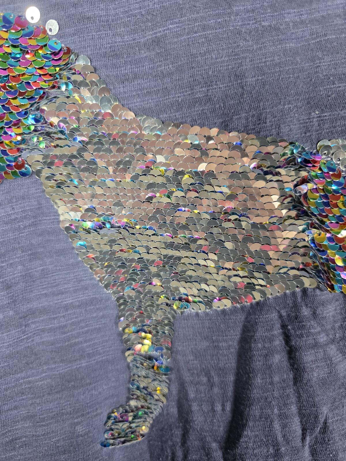 Victorias Secret PINK RAINBOW BLING Dog V Neck Blue tee shirt SMALL