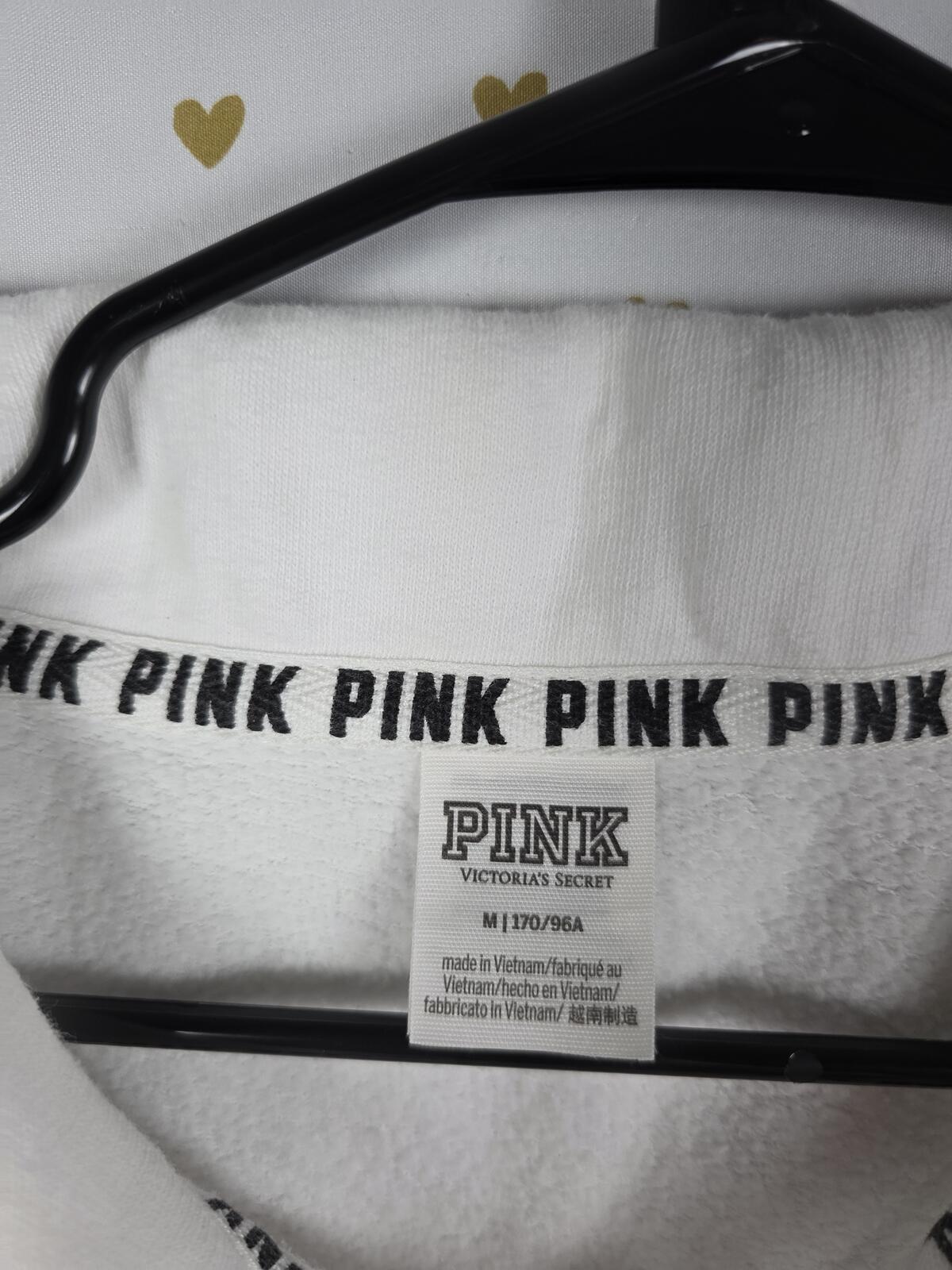 Victorias Secret Pink Hawaiian Logo Quarter Zip White Sweater MEDIUM