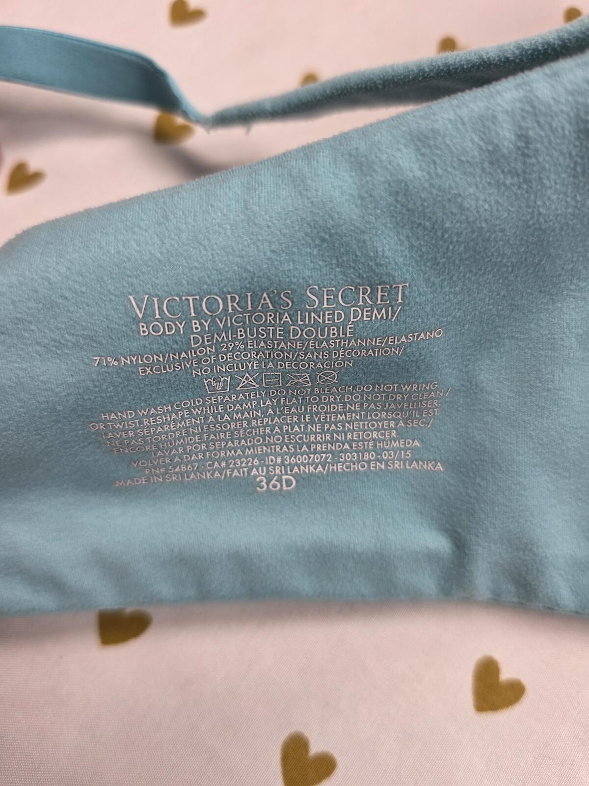 Victoria's Secret Body By victoria LINED DEMI Balconette Bra 36D