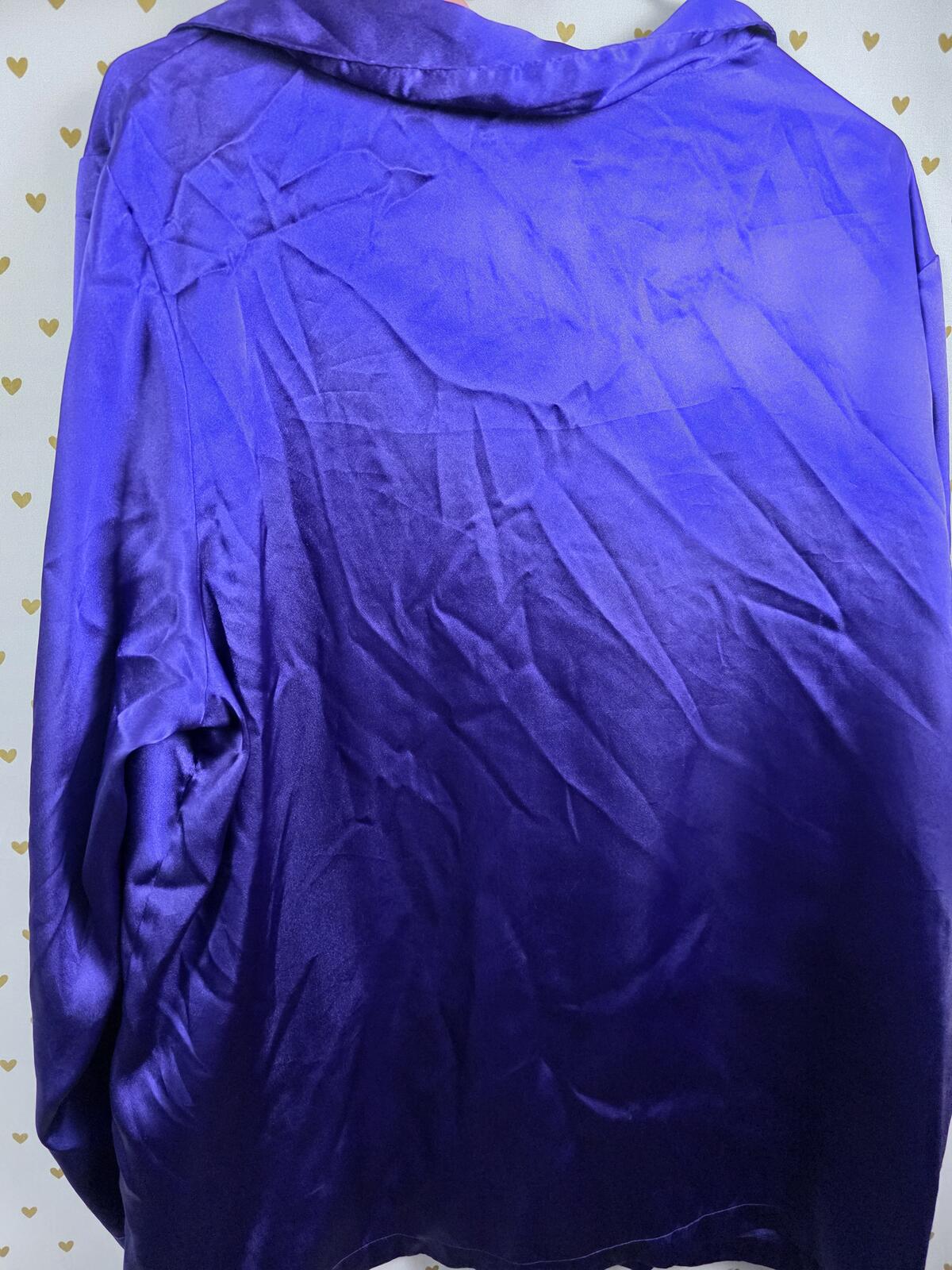 Victorias Secret Purple Vintage SATIN Button Down Sleep Shirt Nightgown XL