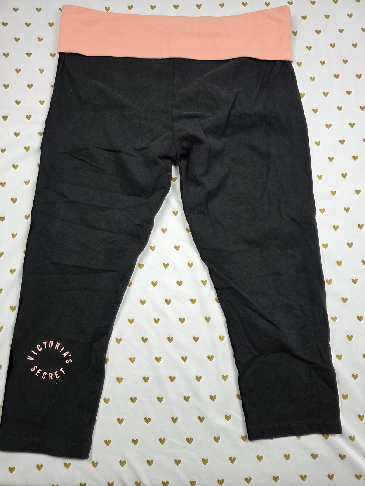 Victorias Secret Vintage FOLDOVER Yoga Pants Capri MEDIUM logo Y2k LARGE