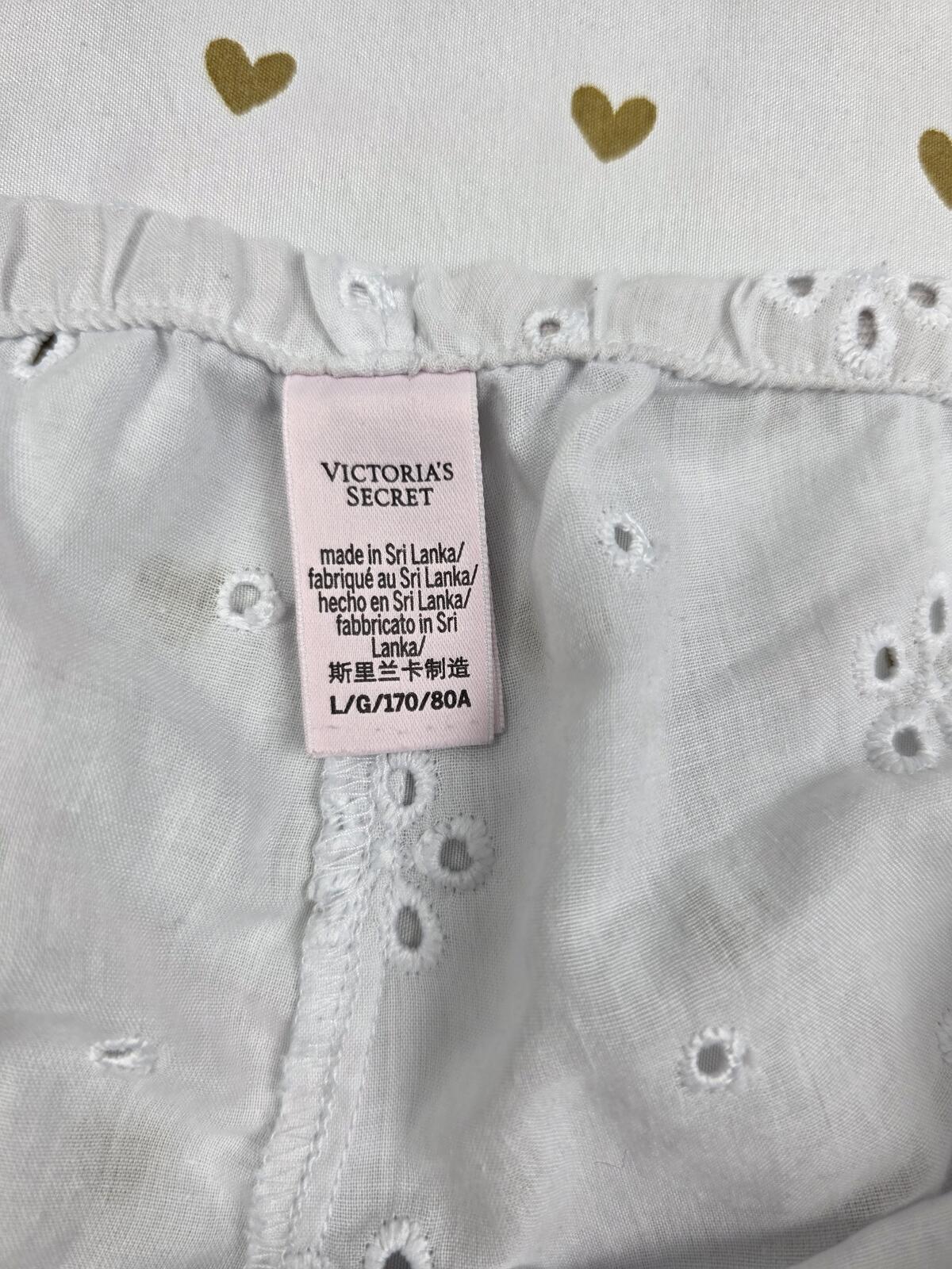 Victorias Secret White Eyelet Thin LARGE Sleep Shorts Boxers Pajama Bottoms