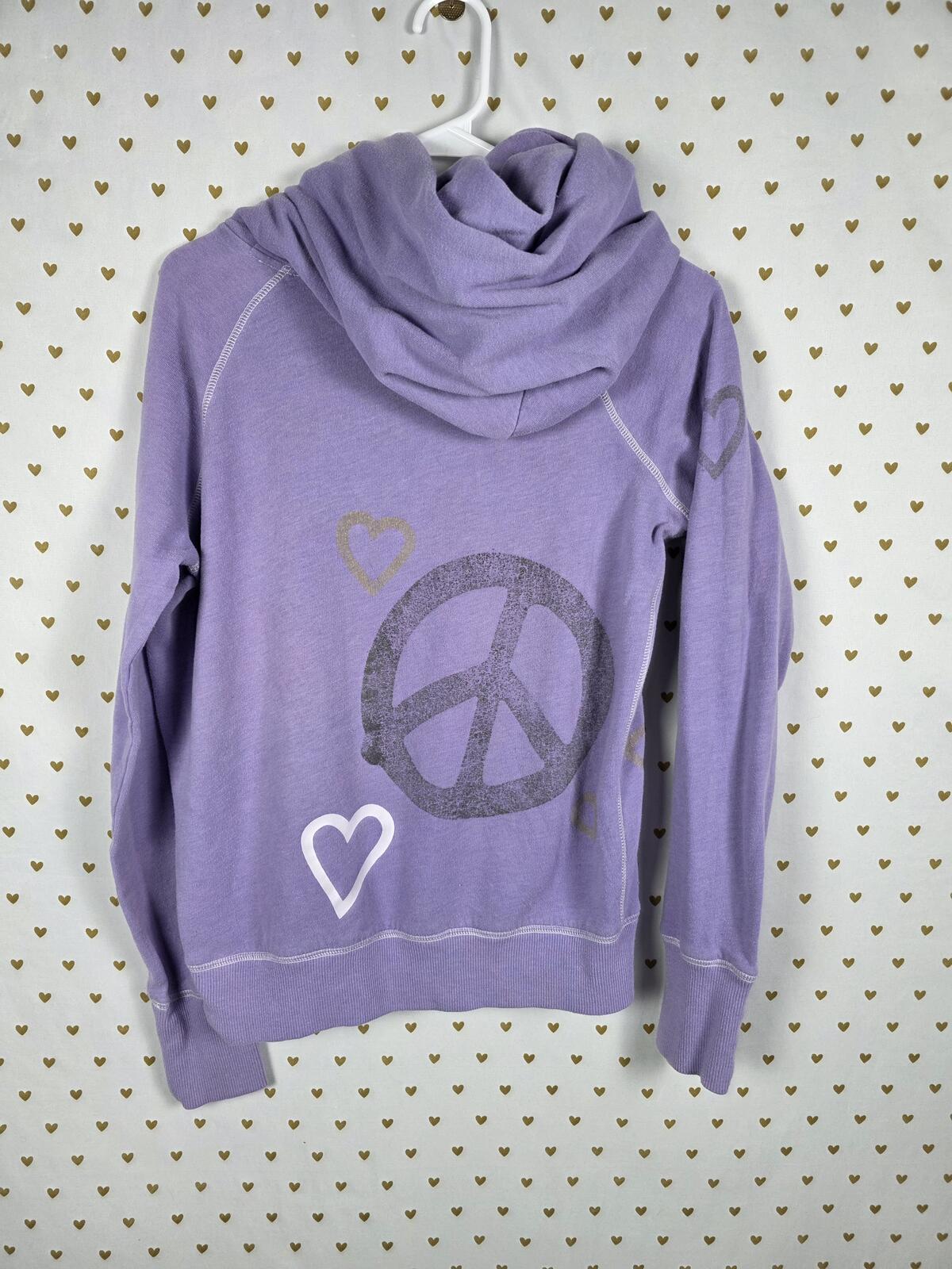 Victorias Secret Pink PEACE LOVE HOPE Purple Pullover Hoodie Sweater Medium
