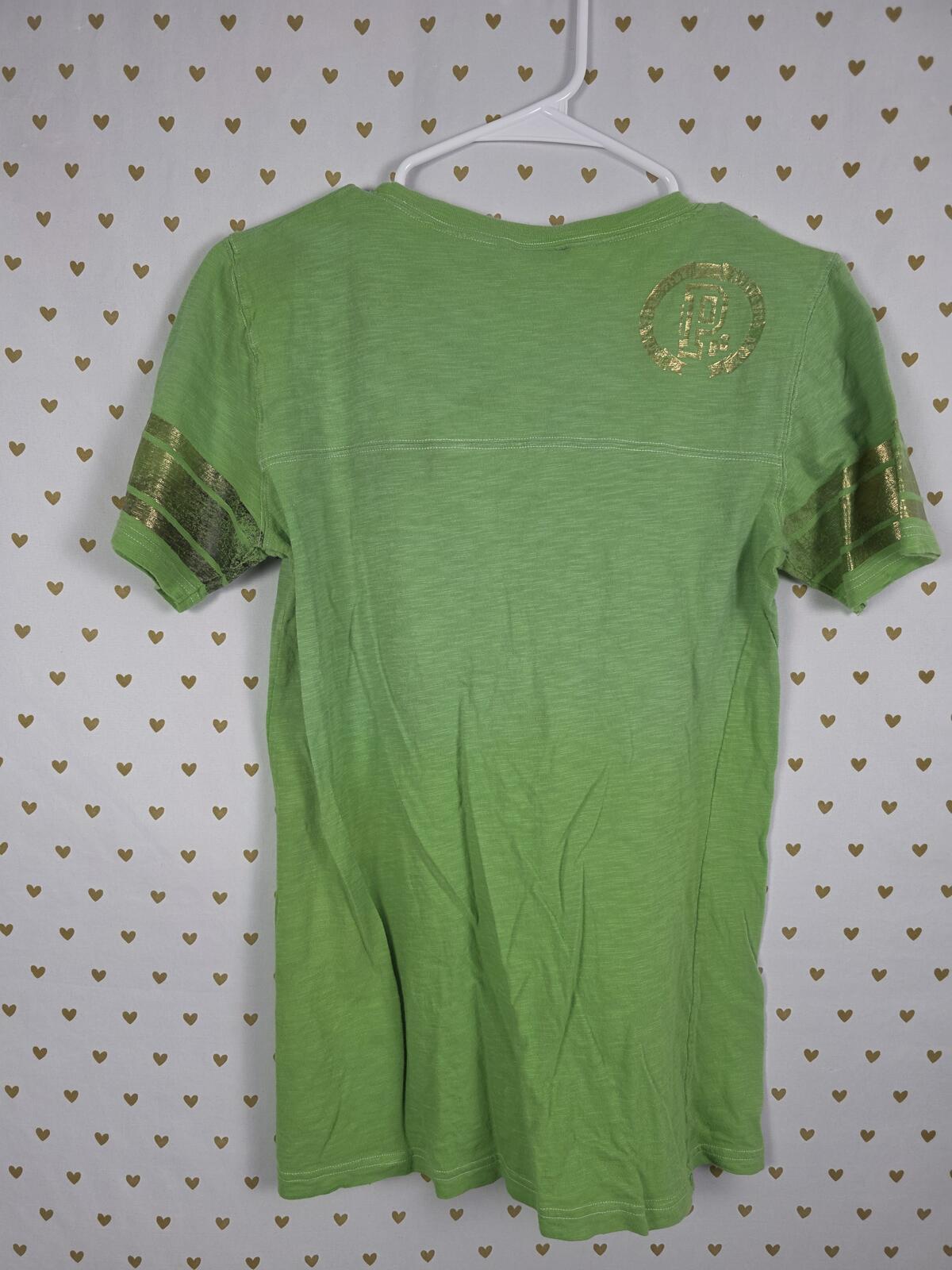 Victorias Secret PINK Vintage Green Gold UNIVERSITY Tee Shirt Y2k LARGE