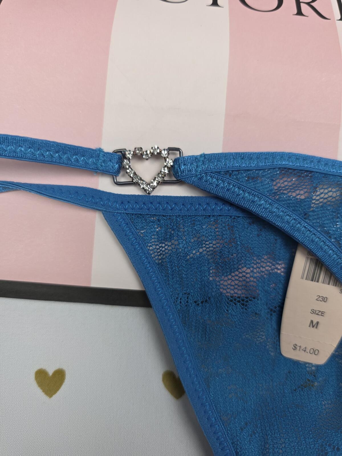 Victorias Secret SEXY LITTLE THINGS Blue New NWT V String Charm Panties Thong M