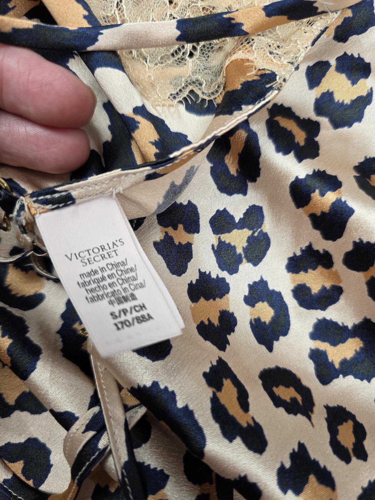 Victorias Secret Satin 2pc Pajama SET outfit Tank Shorts Cheetah Leopard SMALL