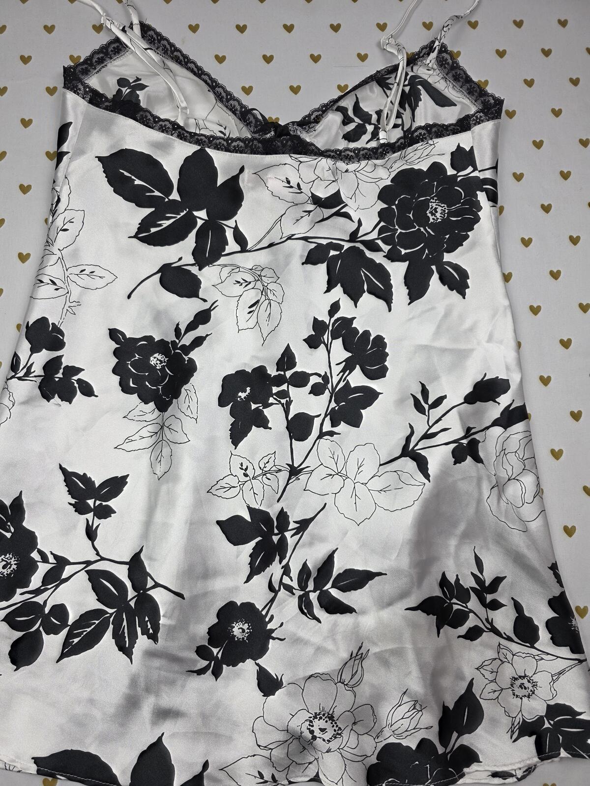 Victorias Secret Satin Floral Tie Front Babydoll Lingerie Nightie SMALL