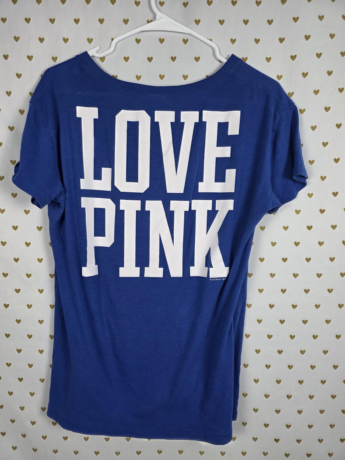Victorias Secret PINK LETS MAKE FIREWORKS TEe Shirt Blue Love Oversized XS