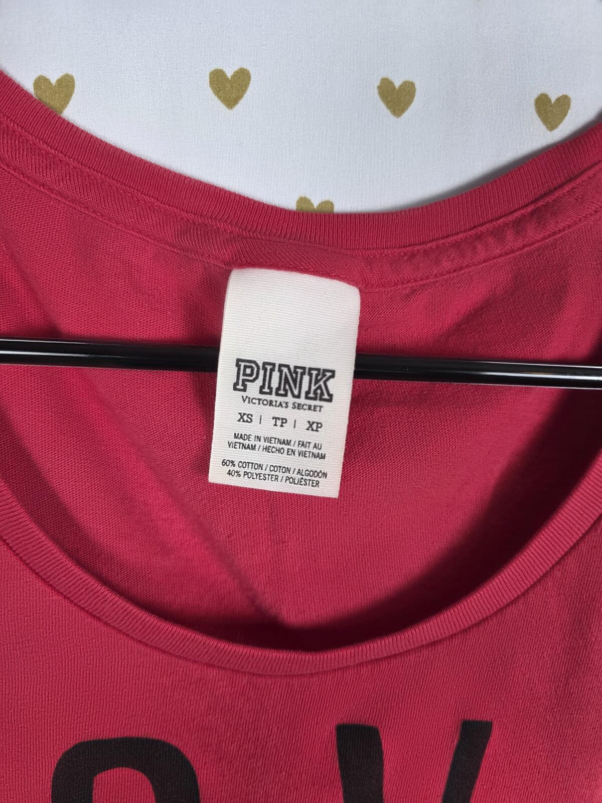 Victorias Secret PINK XS Vintage Red Logo Tee Shirt Y2k