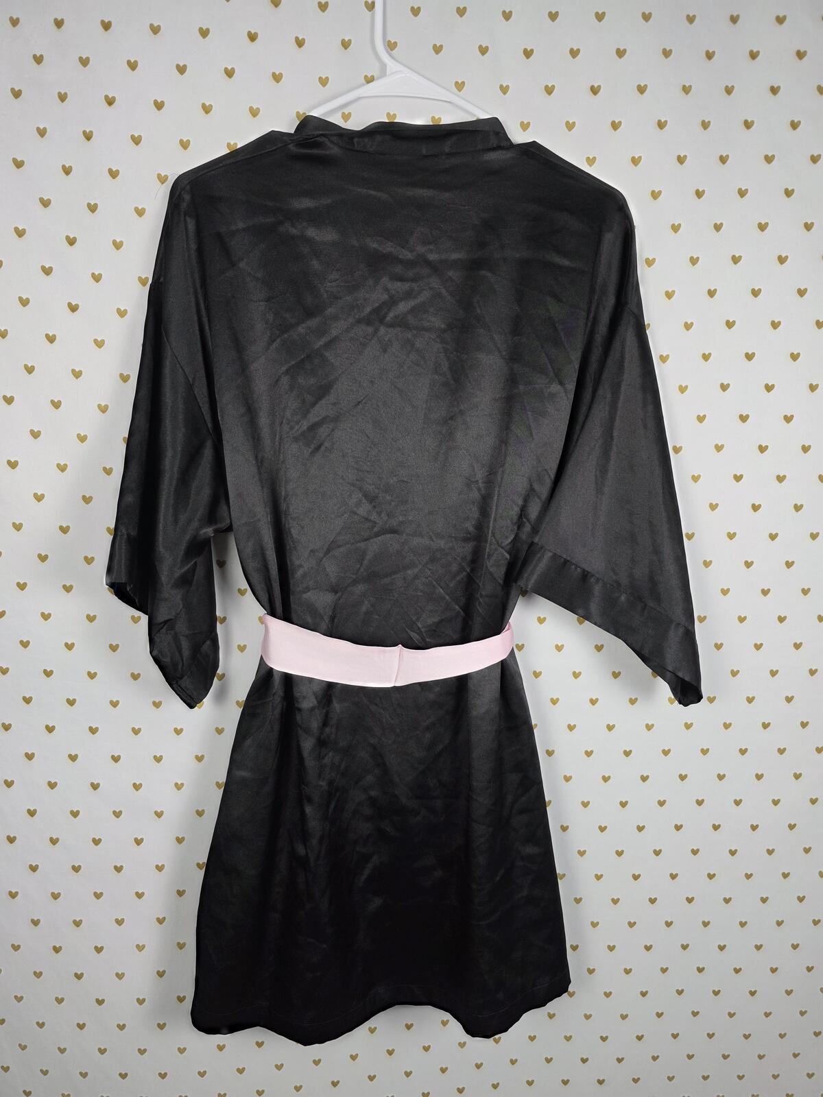 Victorias Secret Satin Silky Robe Small medium Black Pink