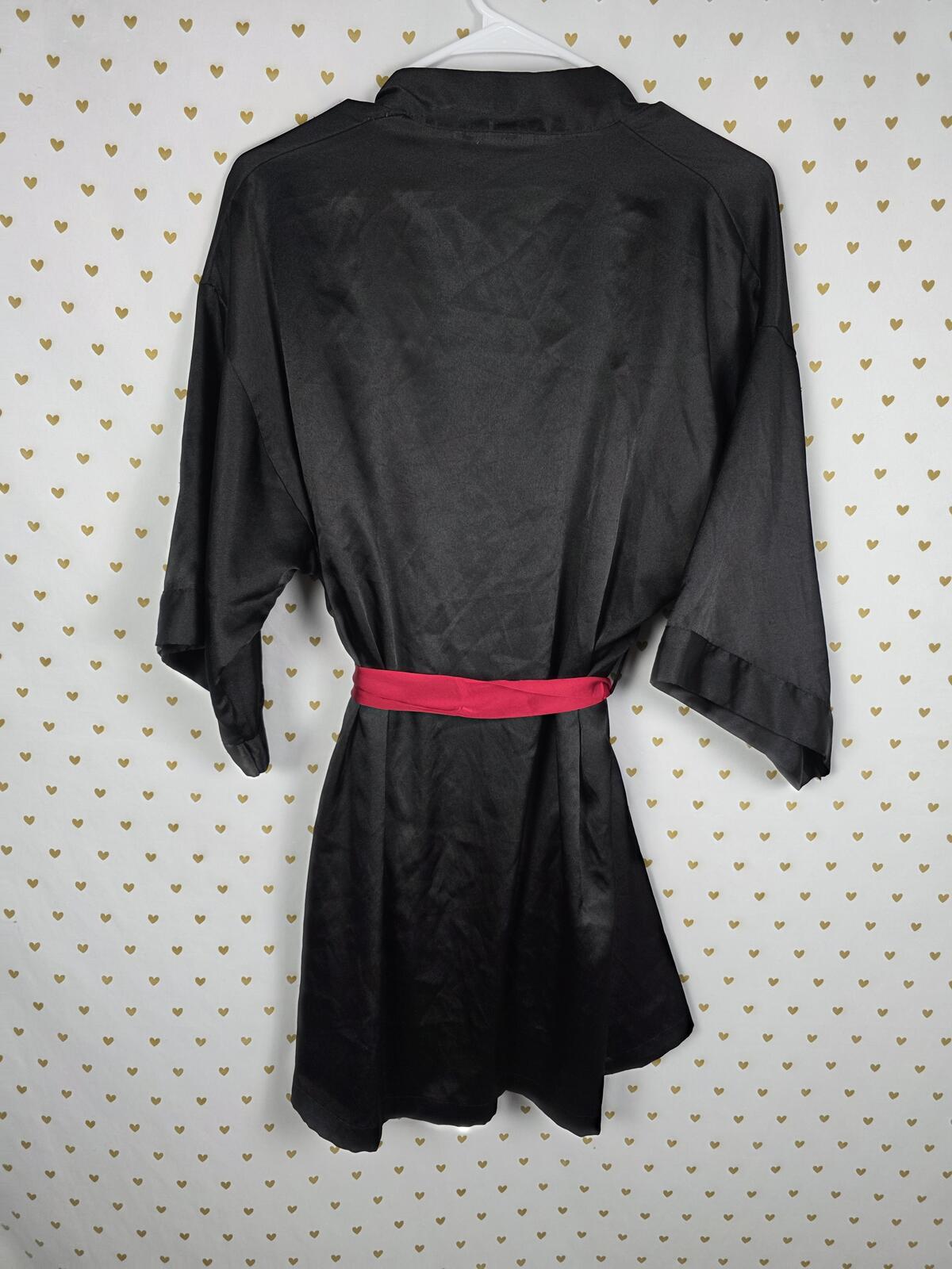 Victorias Secret Satin Silky Robe Black Red XS SMALL