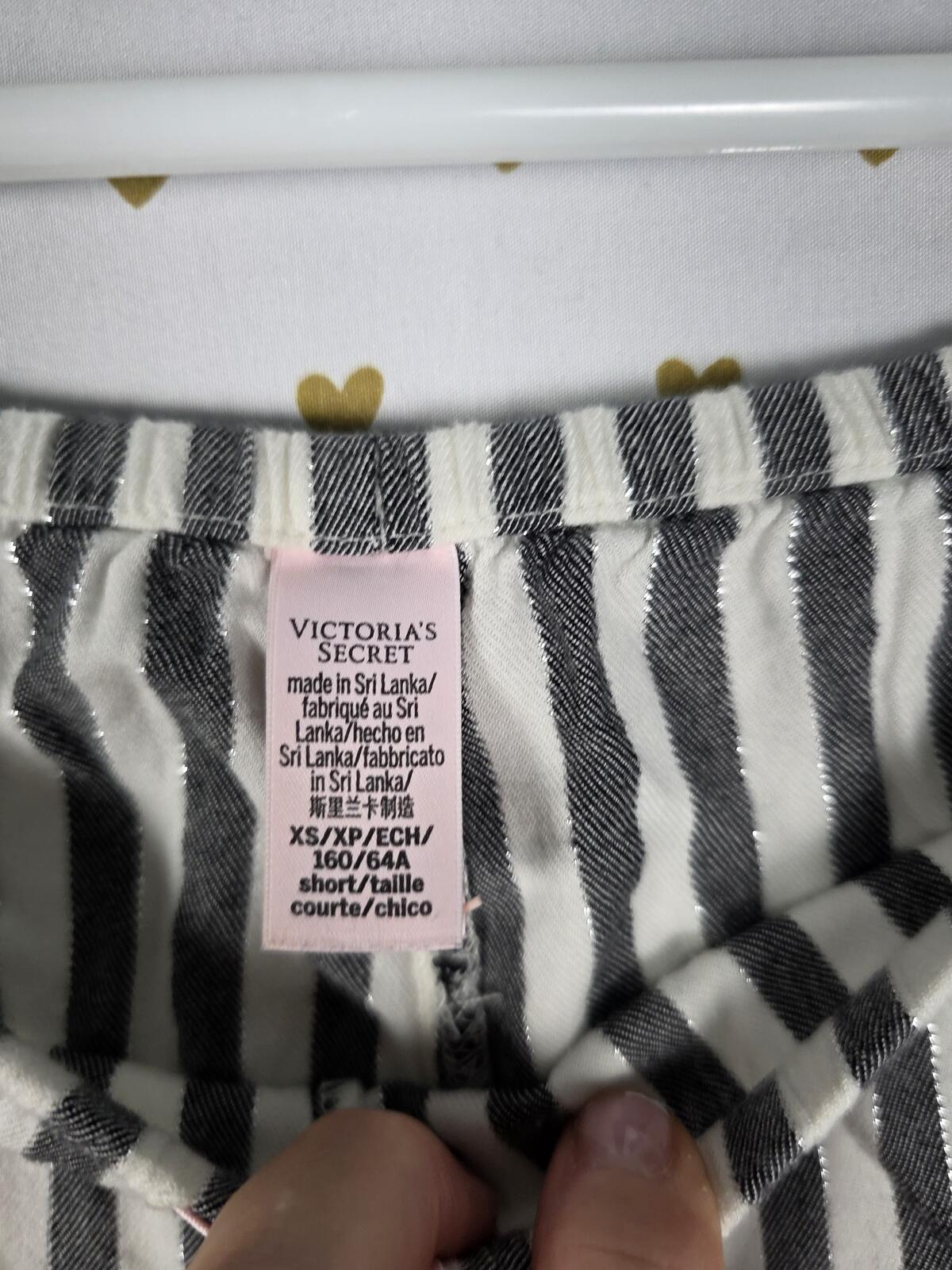 Victorias Secret Striped Sleep Set Pajamas Pants Shirt Button Front XS