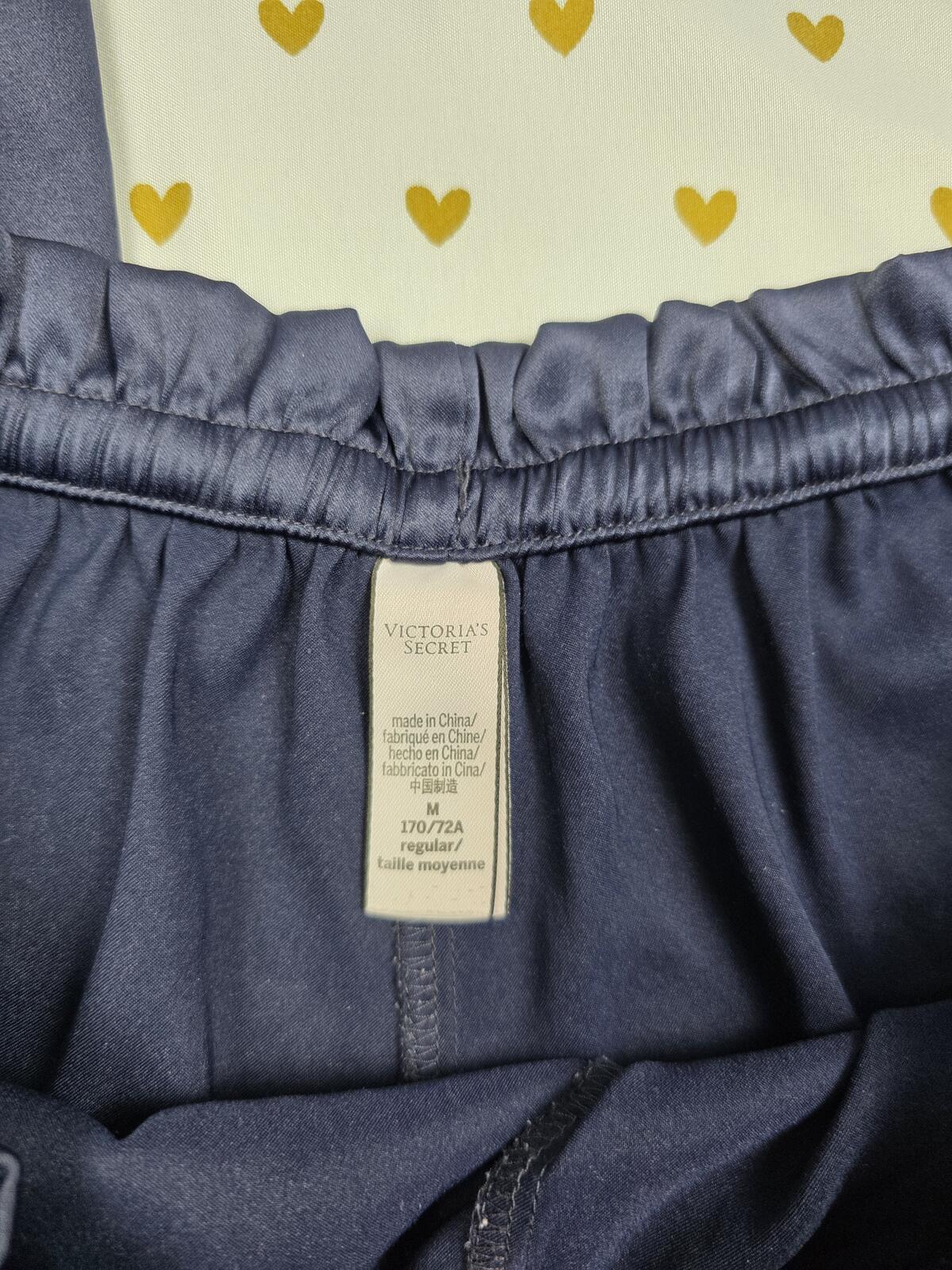 Victorias Secret Blue Satin Silky Striped Sleep Pants Pajama Bottoms MEDIUM