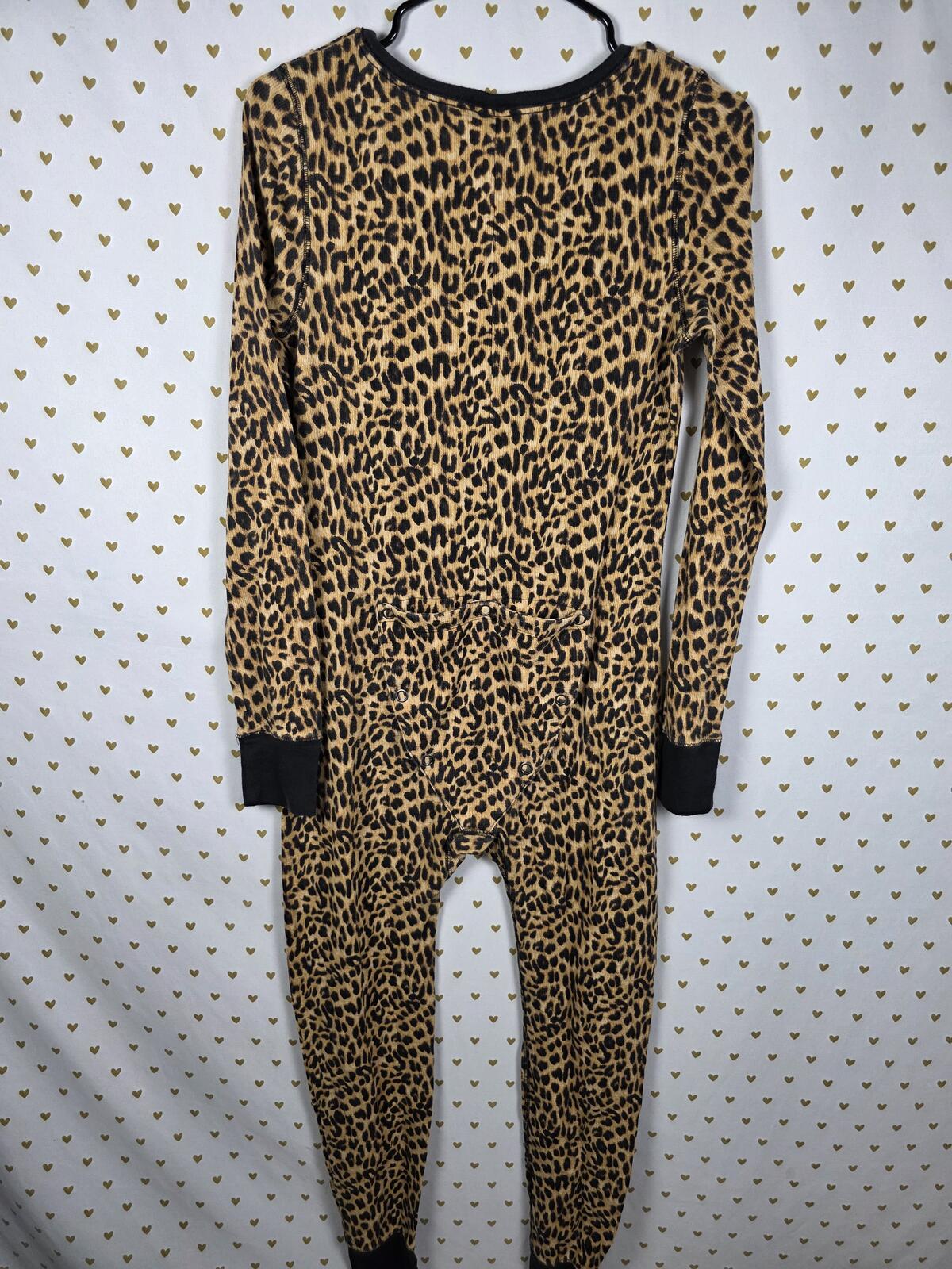 Victorias Secret PINK CHEETAH Leopard One Piece Sleep Outfit Trap Door MEDIUM