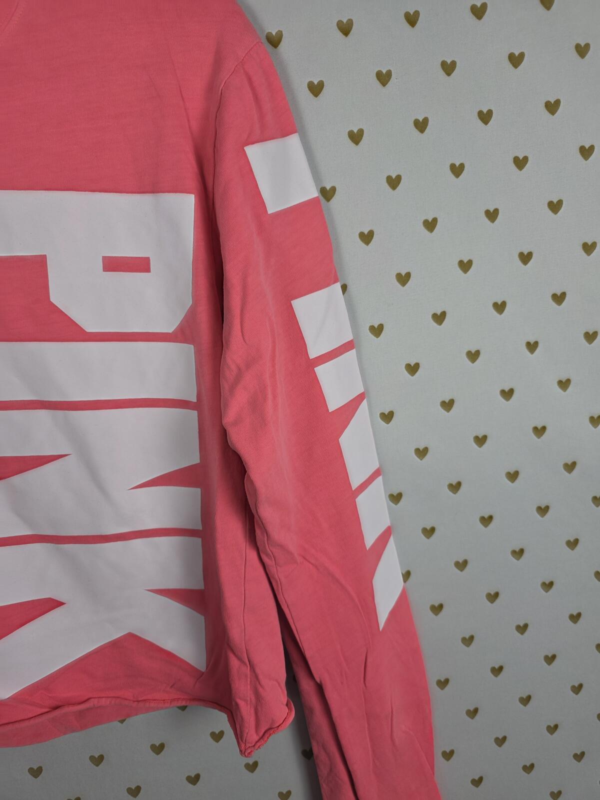 Victorias Secret PINK Cropped Long sleeve Logo Tee shirt Crop Small