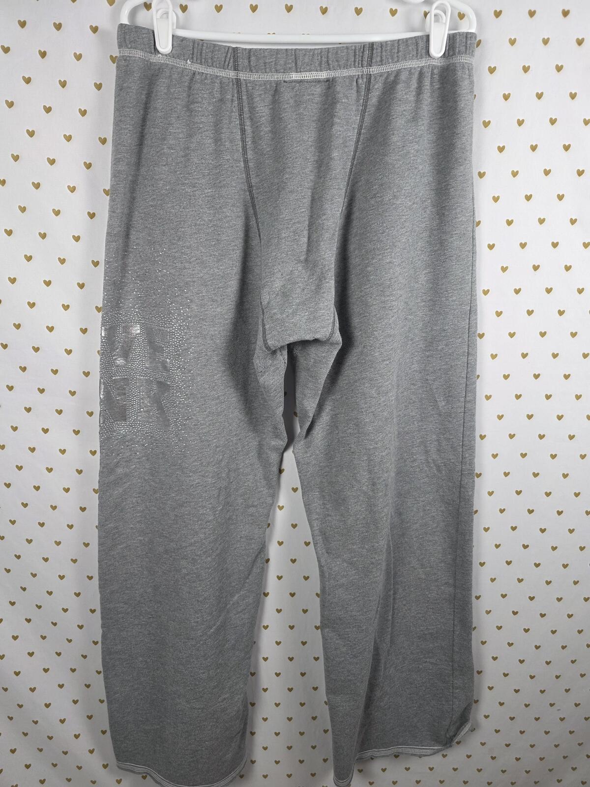 Victorias Secret PINK BLING Flared Diaper Butt Sweatpants Grey Studded LARGE VTG