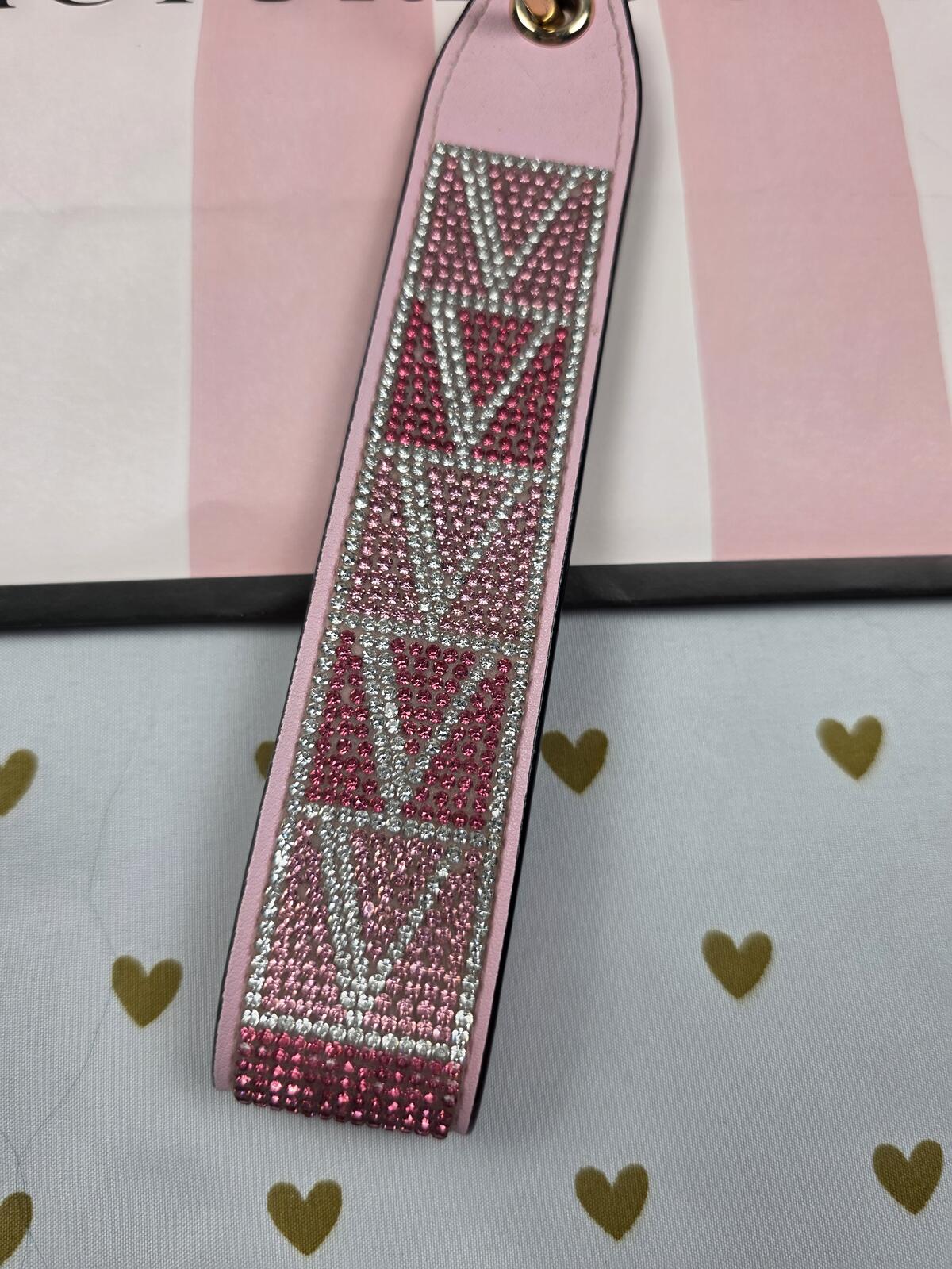 Victoria Secret BLING wristlet strap keychain new LOGO Rhinestone