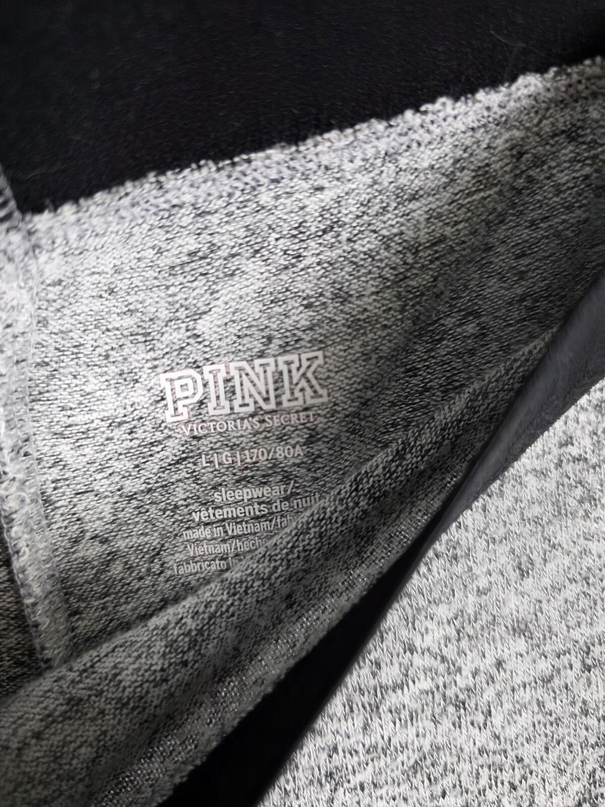Victorias Secret PINK lounge Set Grey comfy shirt pants LARGE Logo outfit