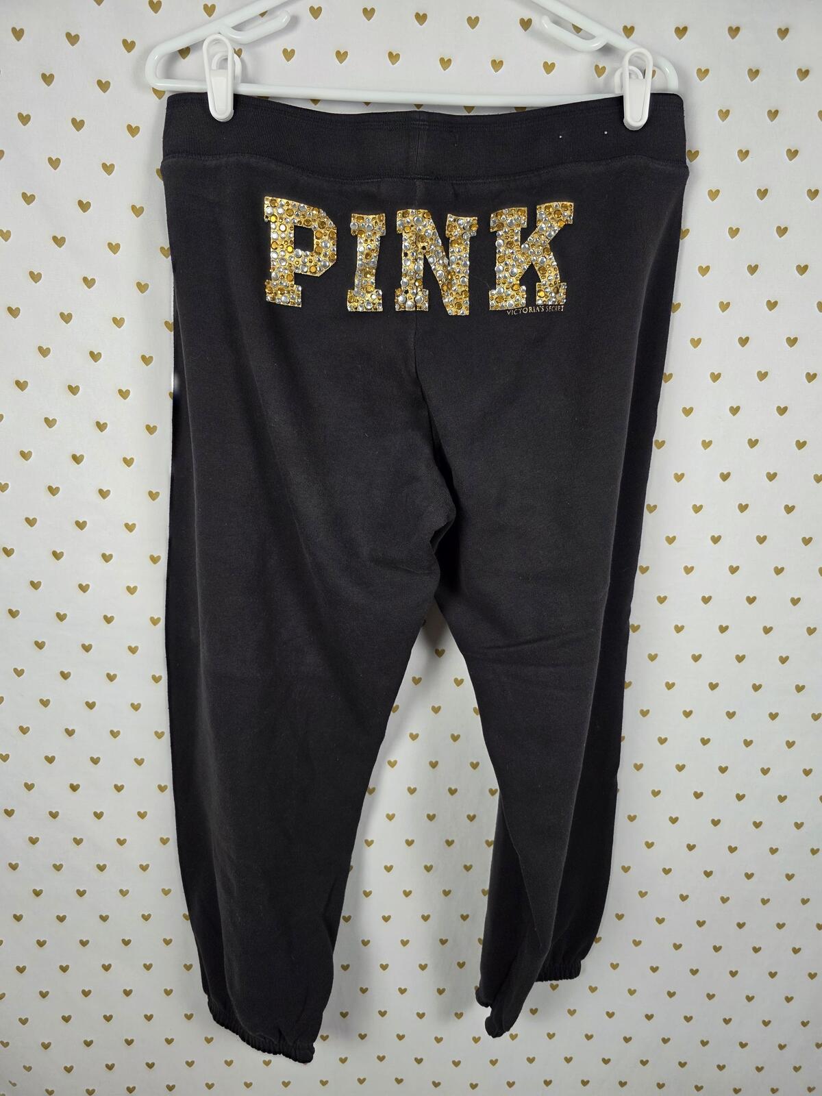 Victorias Secret PINK PEACE Gold Bling Studded Sweats Sweatpants vintage y2k L