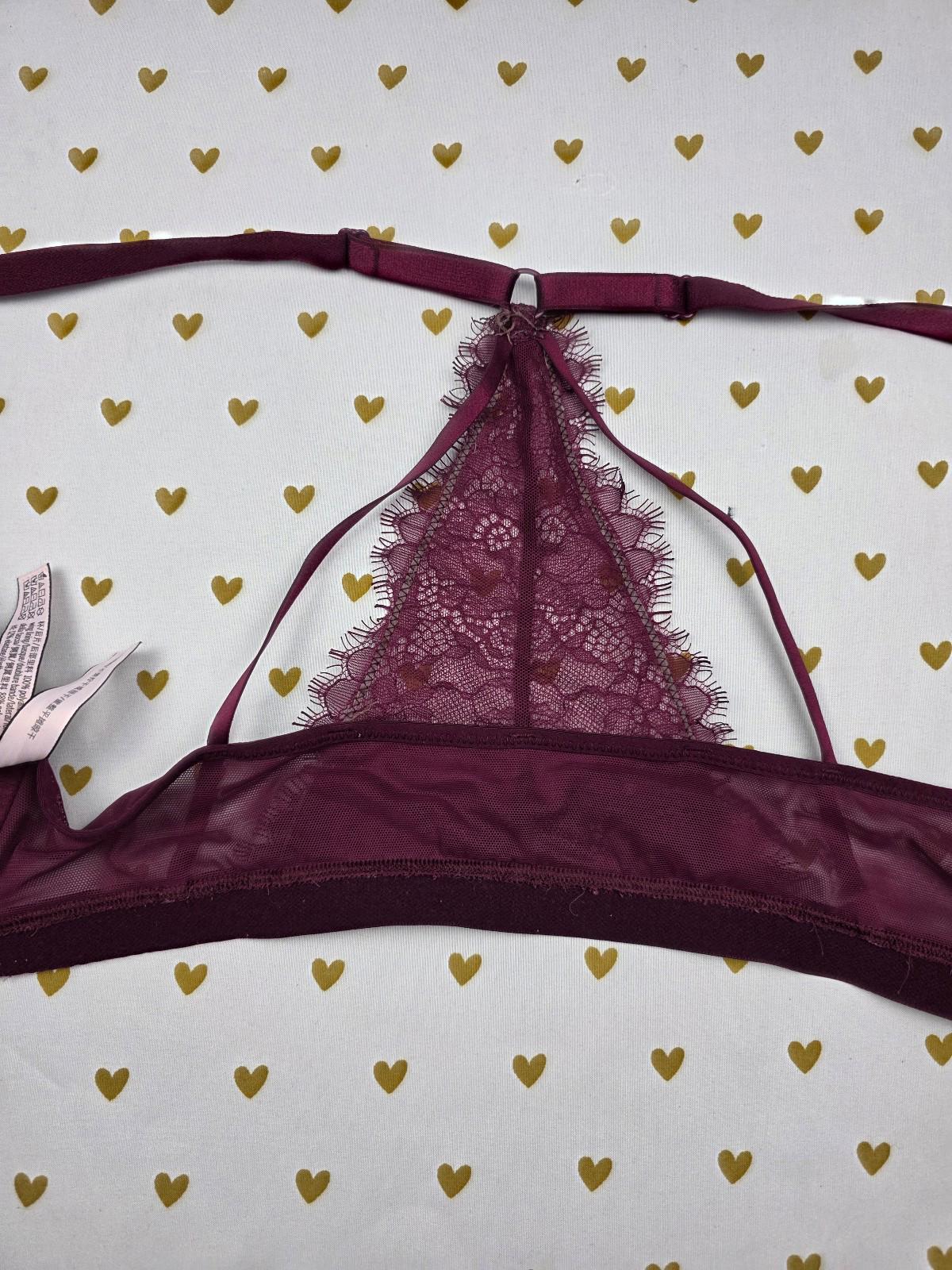 Victorias Secret maroon racerback 36d very sexy plunge bra