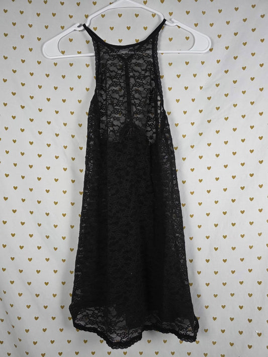 Victorias Secret black Lace Sheer sexy racerback nightie Lingerie Small