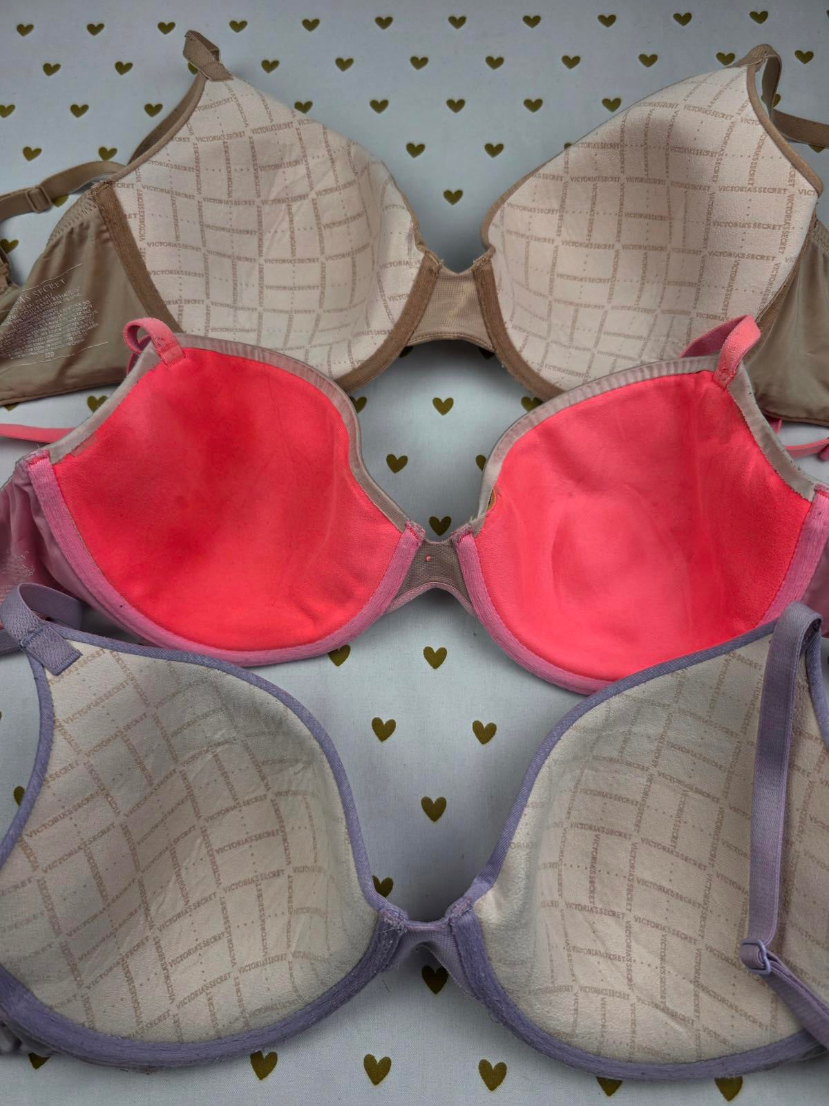 Victorias Secret Lot of 3 Size 32D Demi Balconette Uplift BRAS