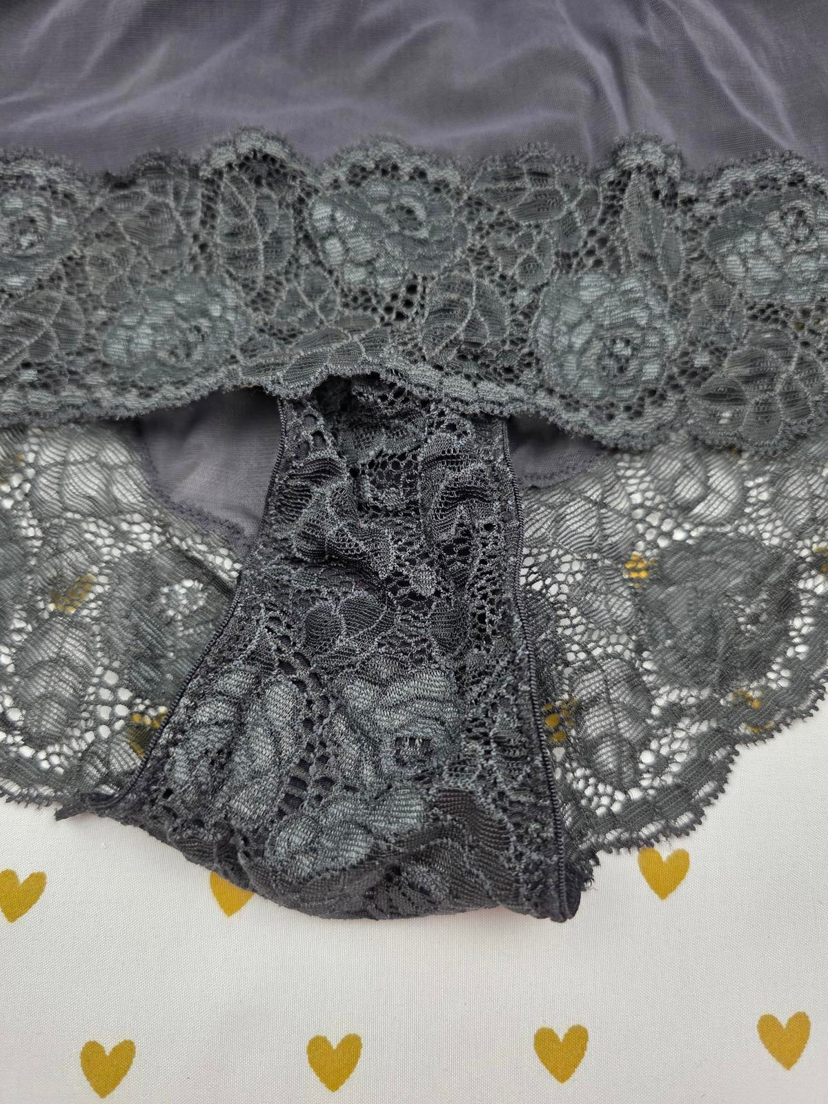 Victorias Secret Small VTG Brief Lace Accent SKIRT Panties y2k Black