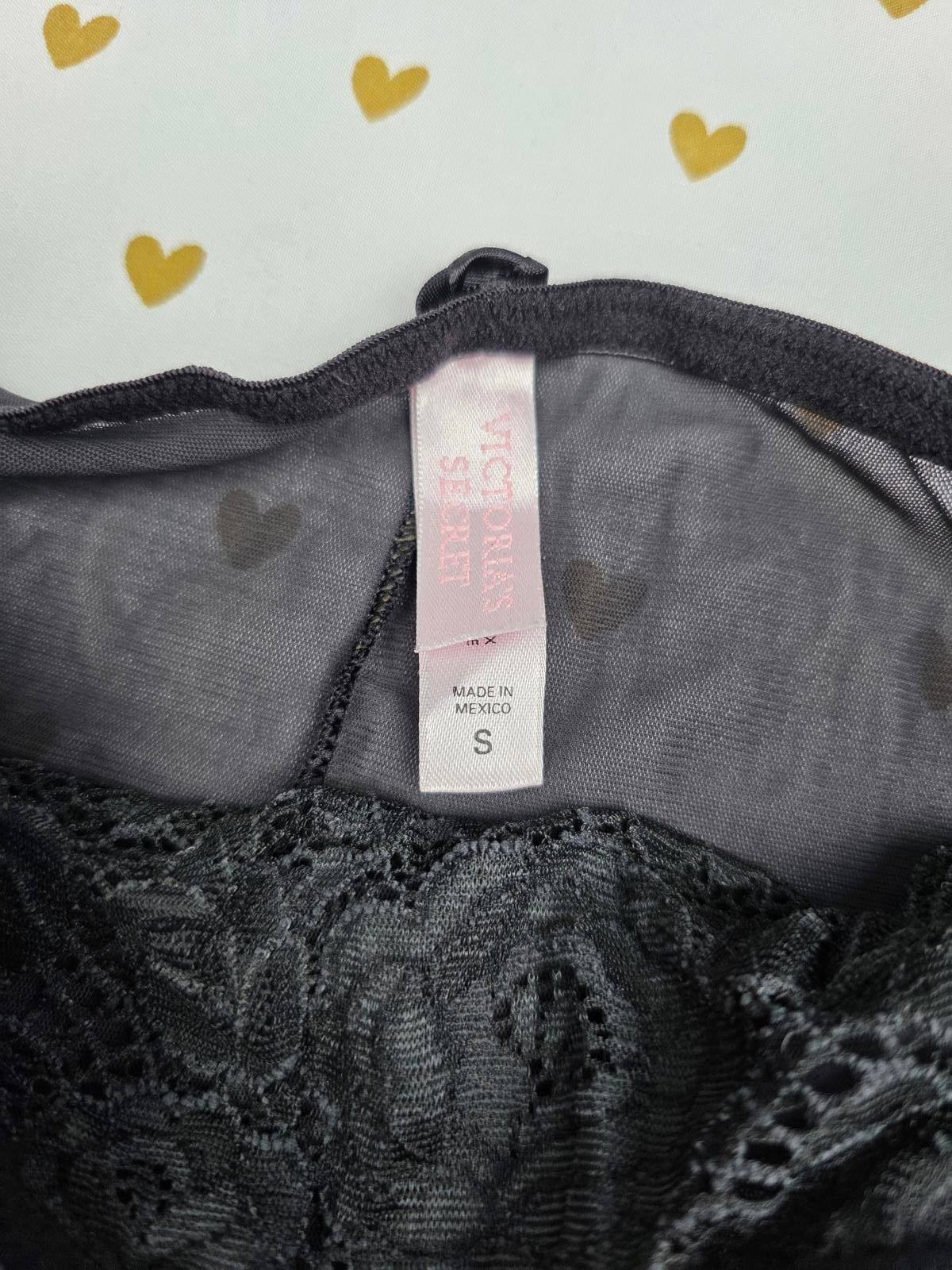 Victorias Secret Small VTG Brief Lace Accent SKIRT Panties y2k Black