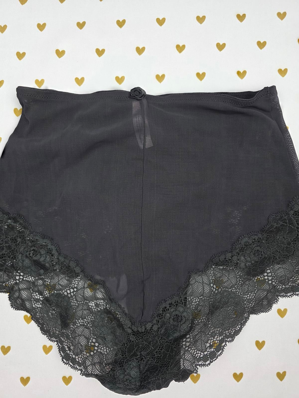 Victorias Secret Small VTG Brief Lace Accent SKIRT Panties y2k Black