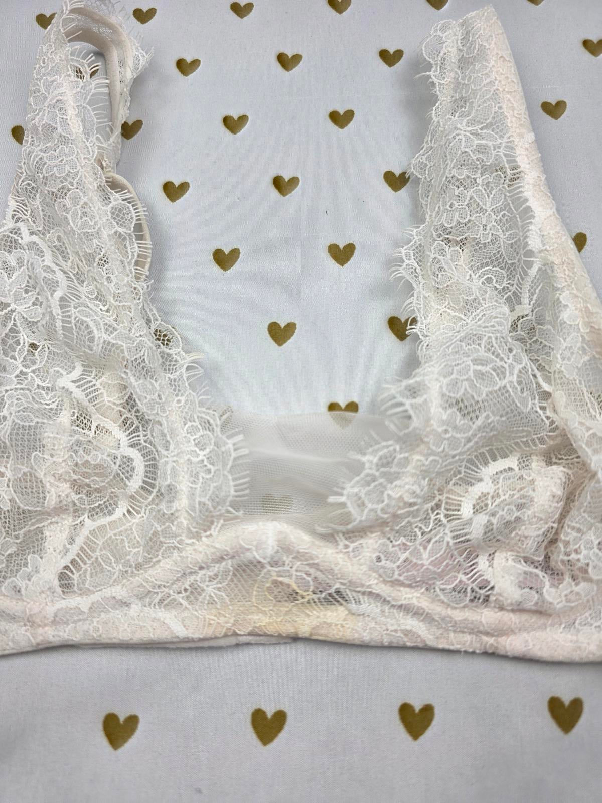 Victorias Secret Sheer White Dream Angels Lacey Unlined Plunge Bra 32B