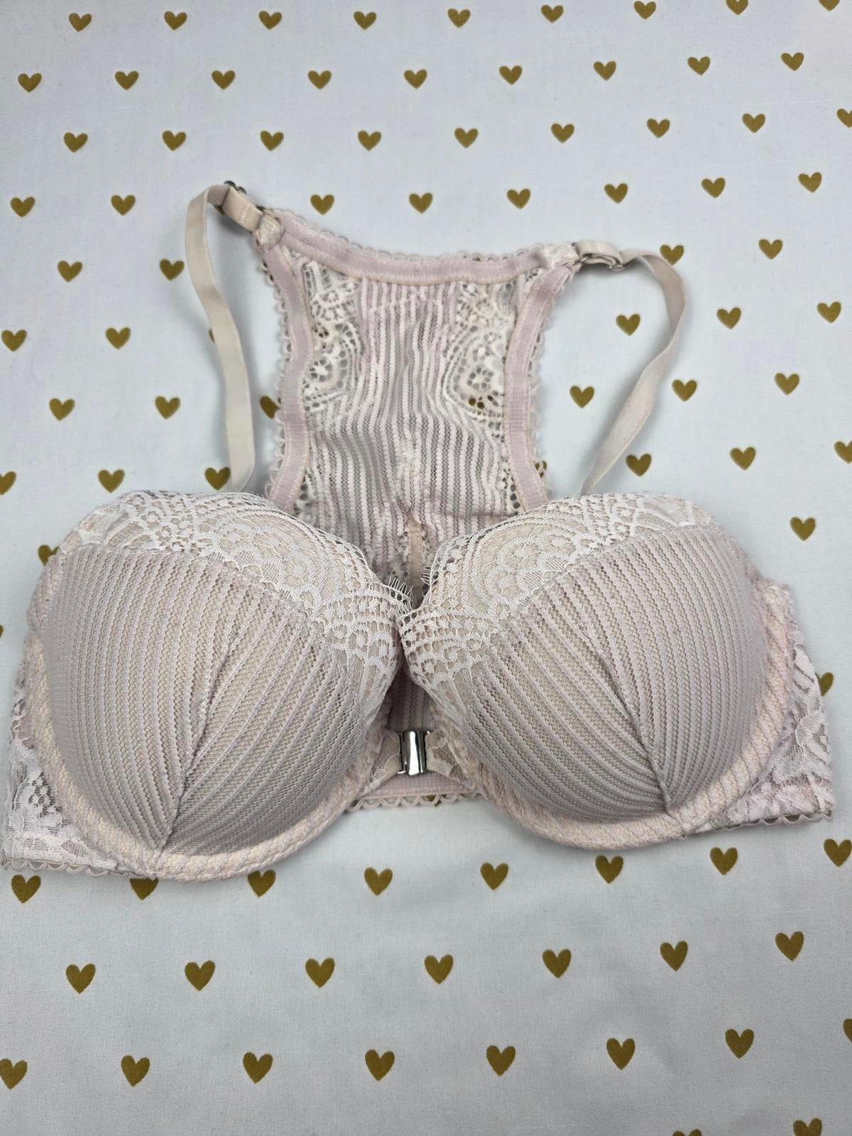 Victorias Secret Racerback Front Close Lined Demi Balconette Bra 32D