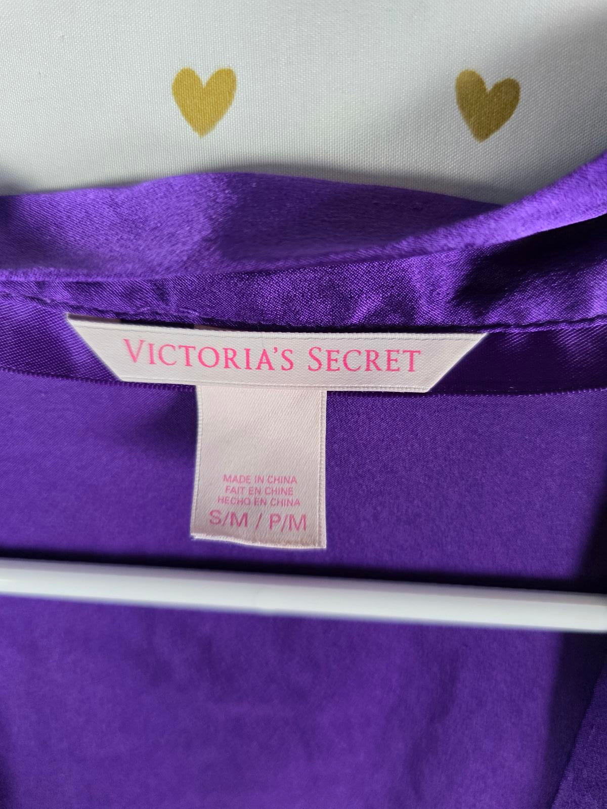Victorias Secret Purple Satin Sexy Wrap Robe Small Medium