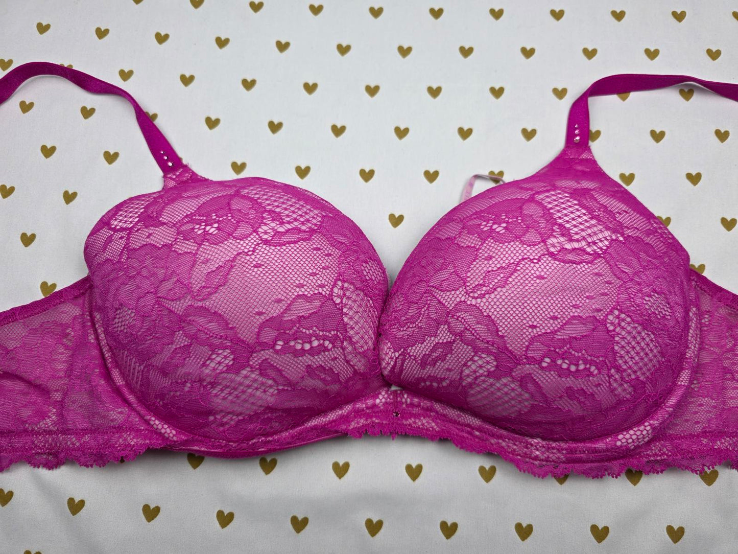 Victorias Secret Purple Lace lined bra BIOFIT Push Up 36DD