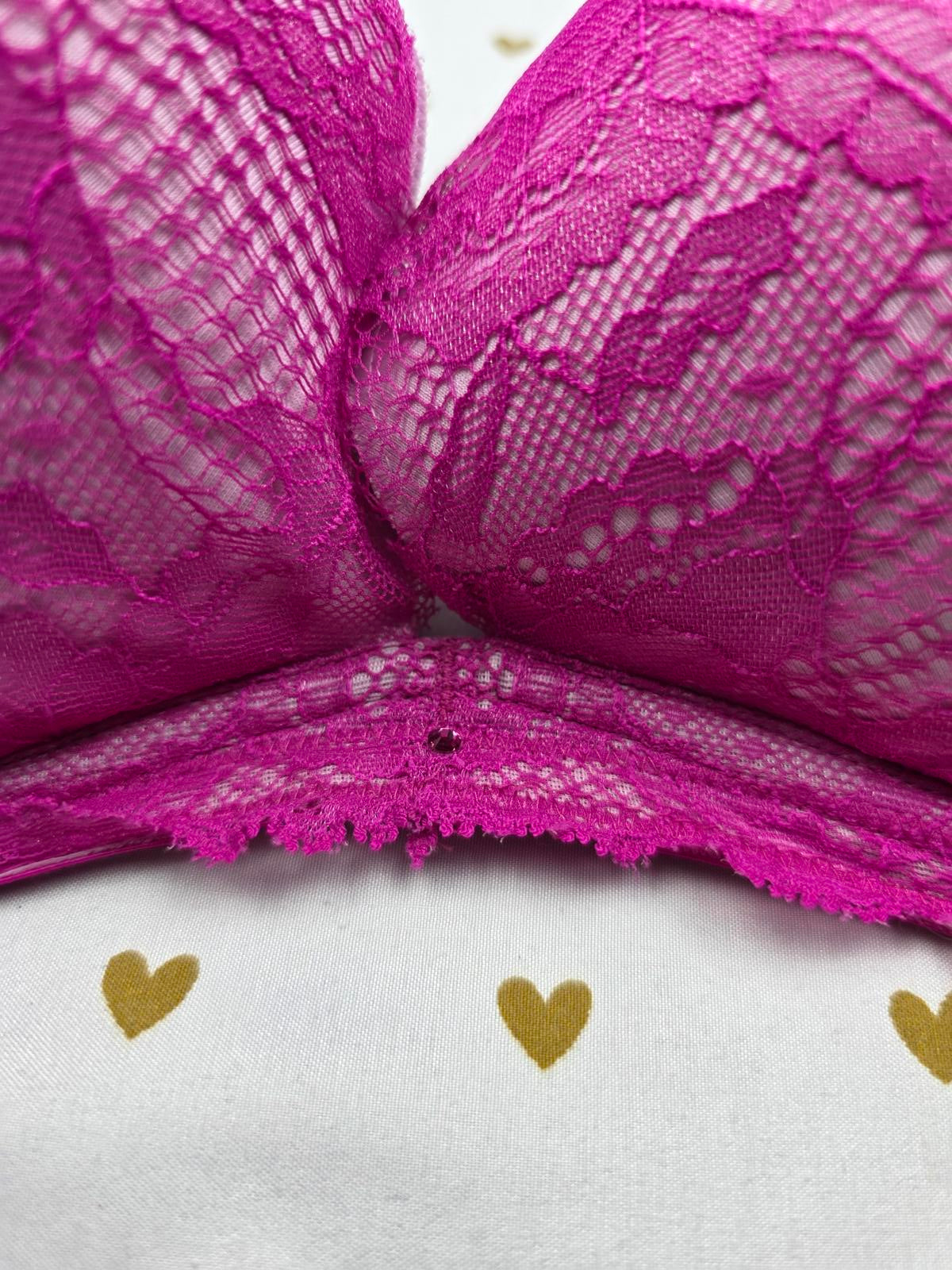 Victorias Secret Purple Lace lined bra BIOFIT Push Up 36DD