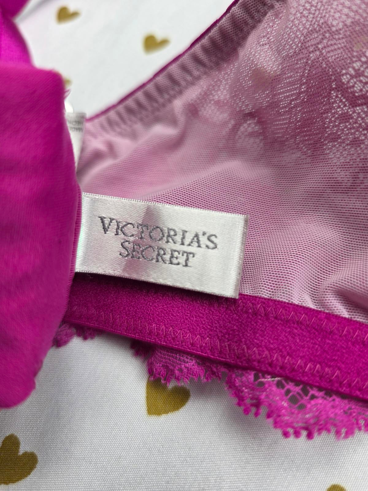 Victorias Secret Purple Lace lined bra BIOFIT Push Up 36DD