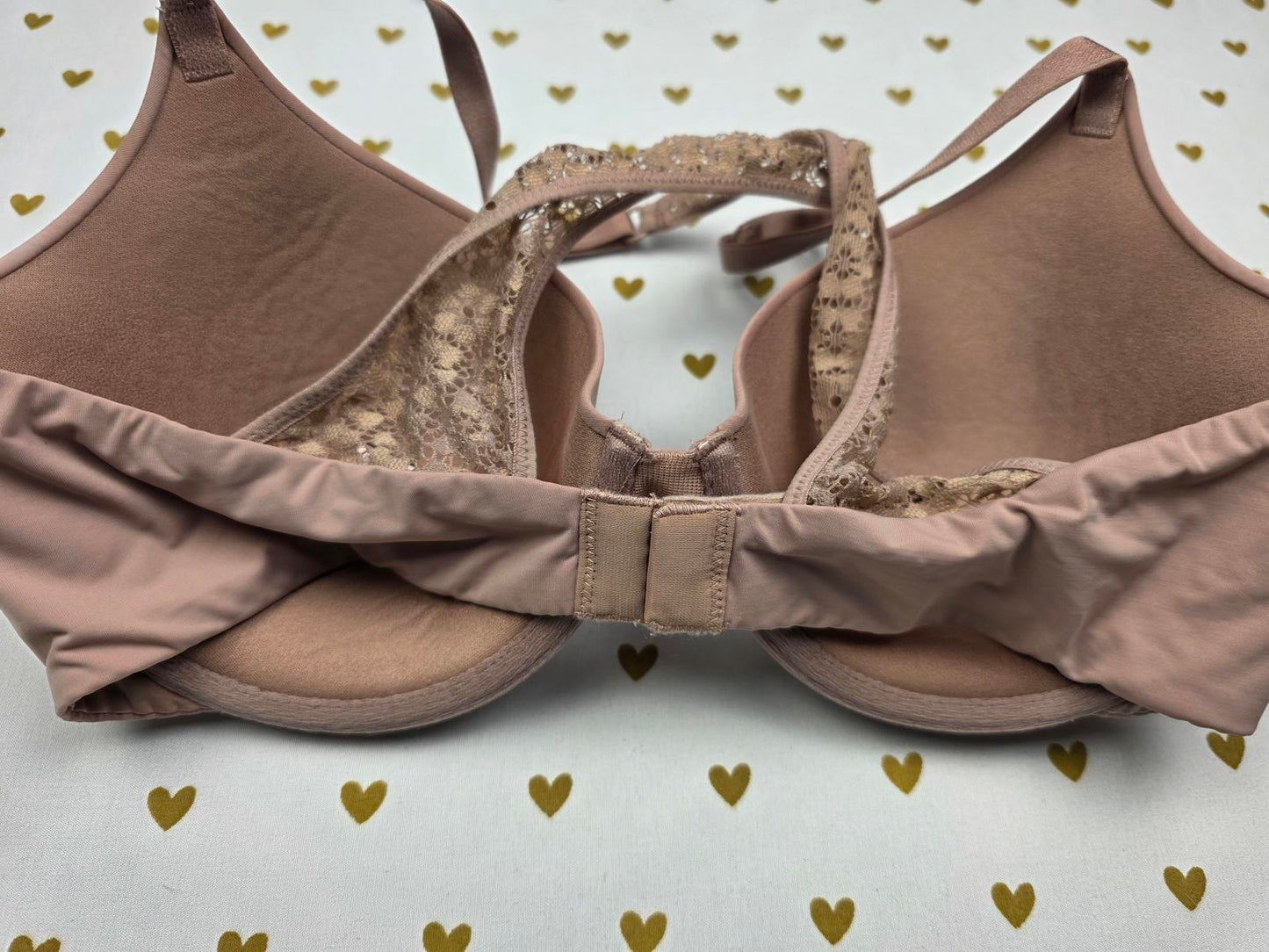 Victorias Secret Uplift Demi Balconette Bra Brown Lace cross strap 32D