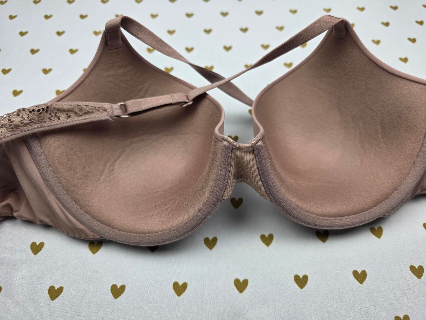Victorias Secret Uplift Demi Balconette Bra Brown Lace cross strap 32D