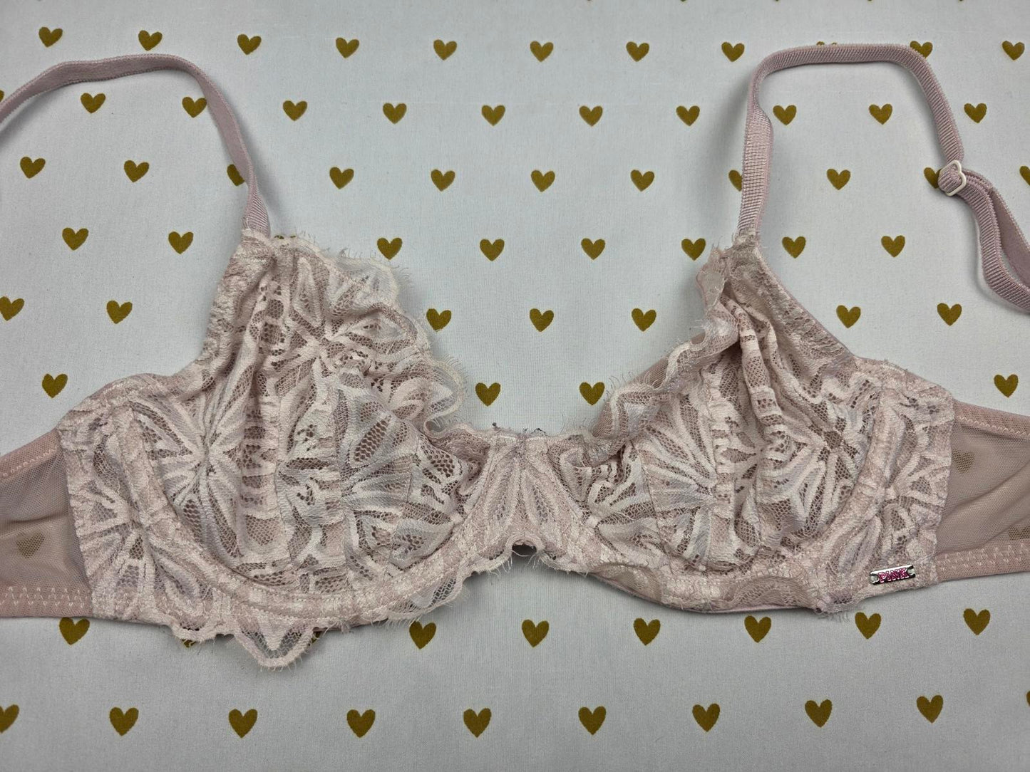 Victorias Secret PINK 32DD Unlined Lacey Bra Demi Balconette