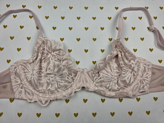 Victorias Secret PINK 32DD Unlined Lacey Bra Demi Balconette