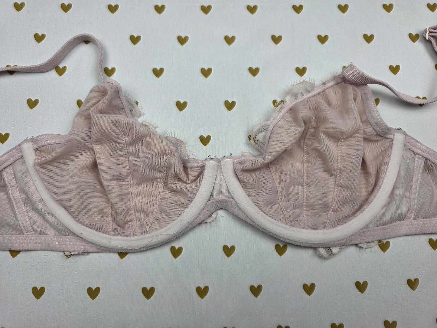 Victorias Secret PINK 32DD Unlined Lacey Bra Demi Balconette