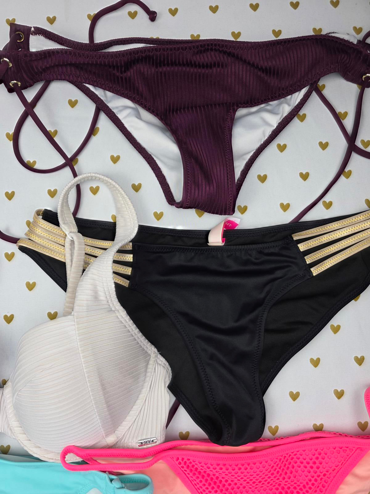 Victorias Secret PINK Lot of qty 8 Swim 2pc Swimwear Bikini Bottoms & Top SMALL