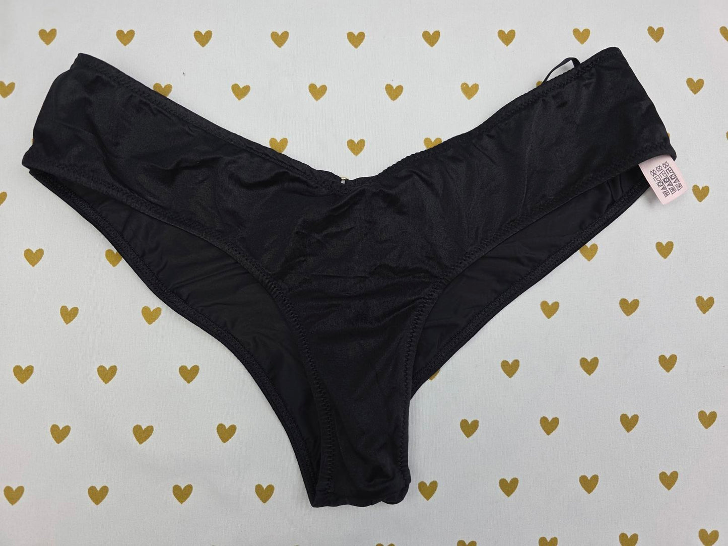 Victorias Secret Black Satin Caged High Leg Cheeky Panties SMALL